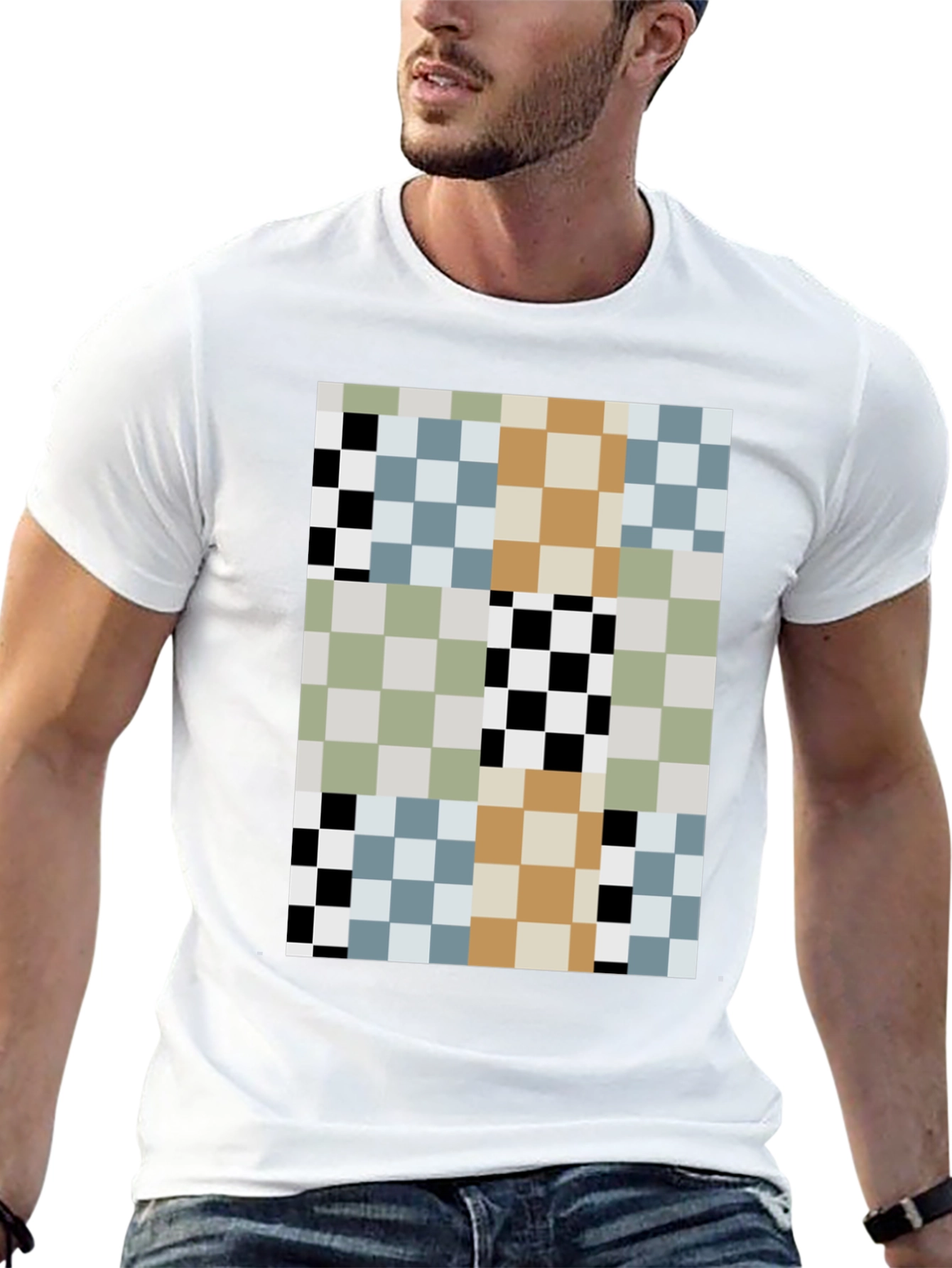 Black Pixelated Pattern T-Shirt - Modern Abstract Style view 13