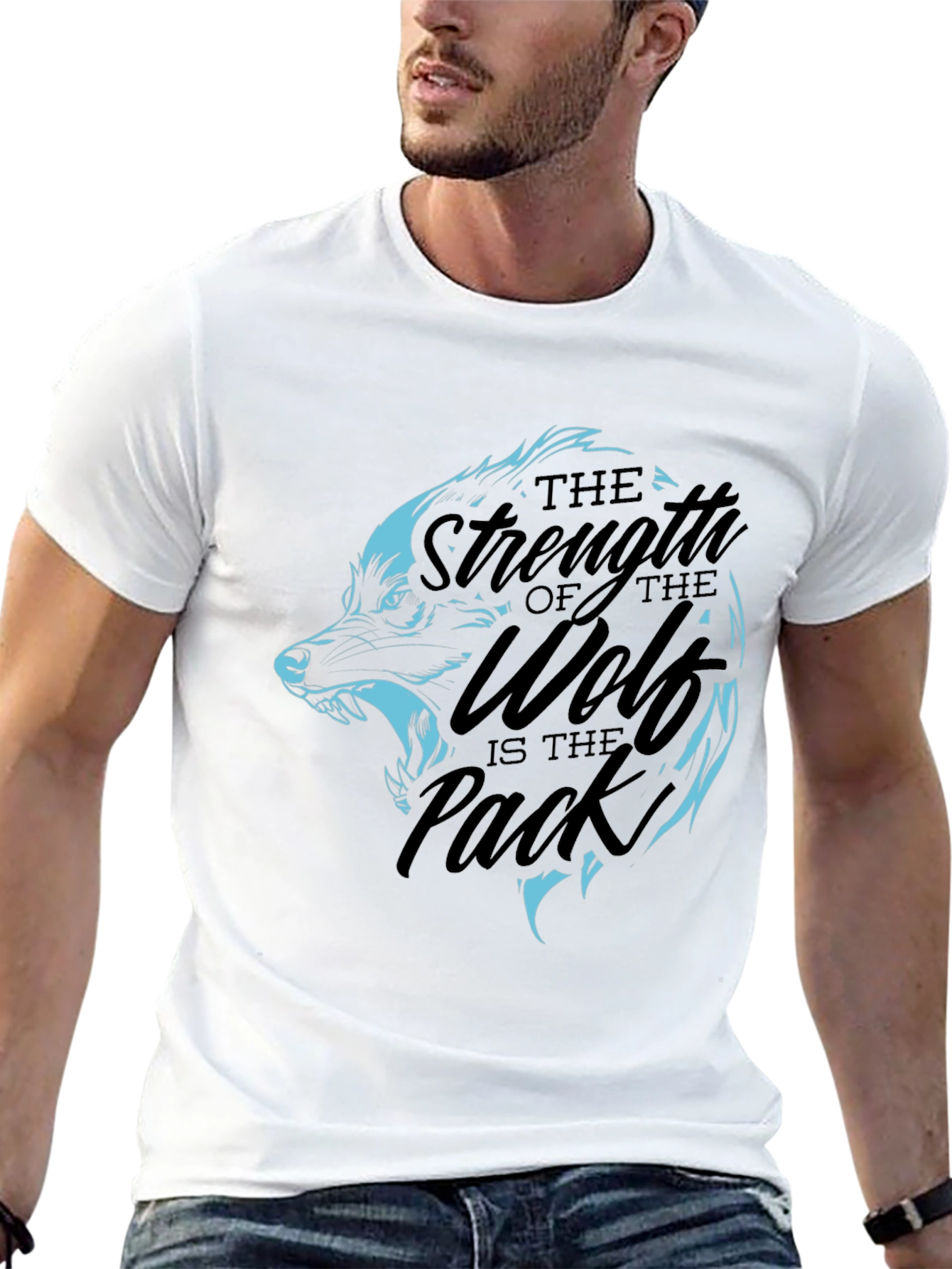Black Wolf Pack Strength Graphic T-Shirt - Black view 13