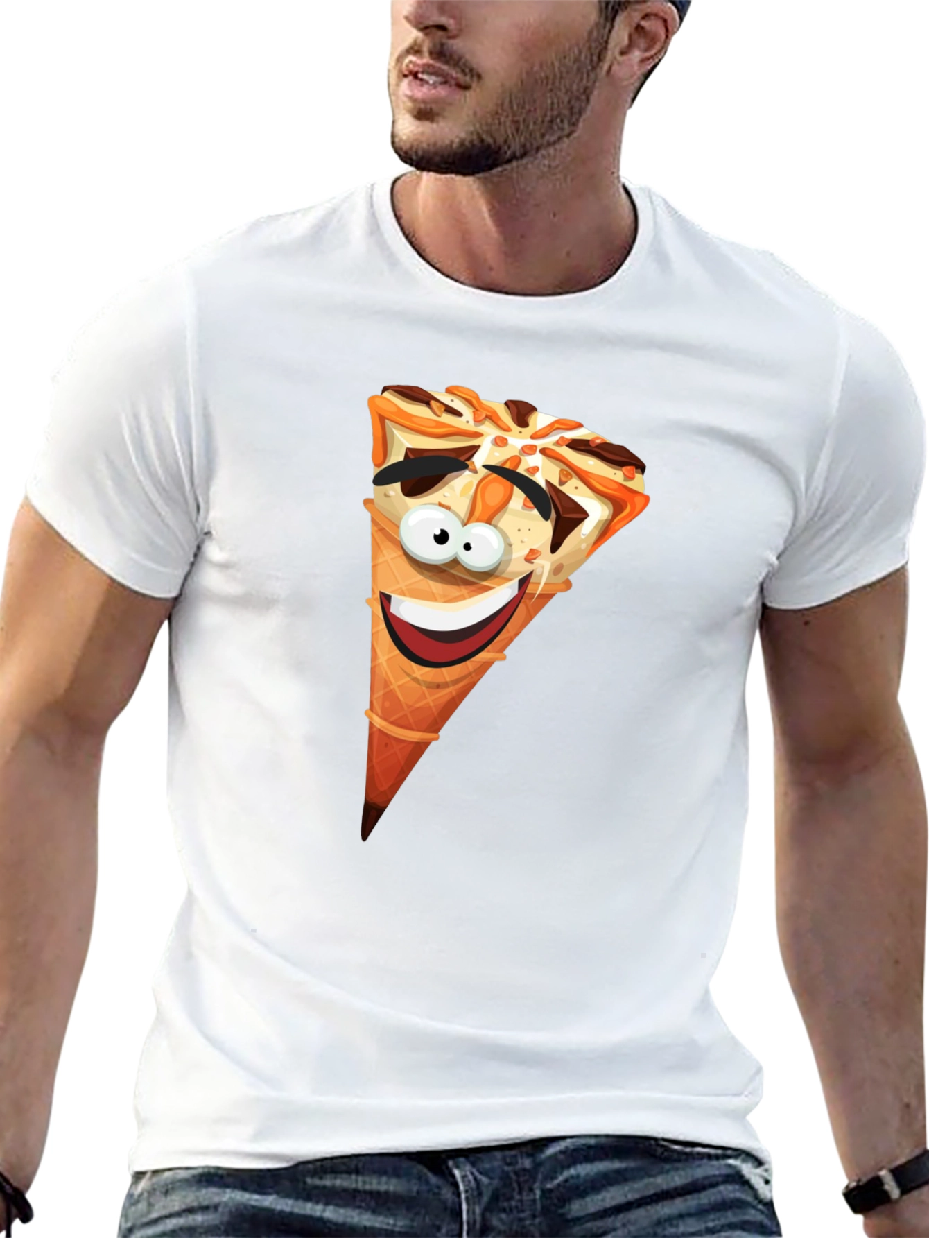 Black Funny Ice Cream Cone Graphic T-Shirt view 13