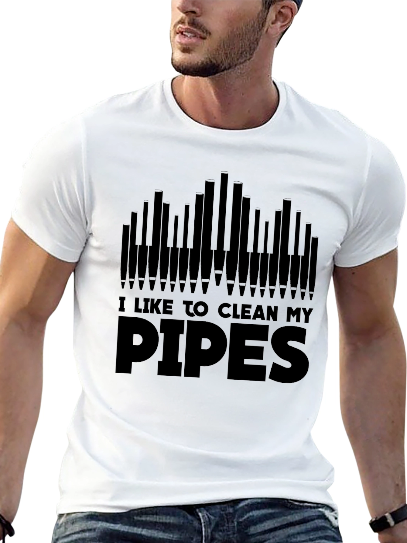 Black I Like to Clean My Pipes T-Shirt - Black Graphic Tee view 13