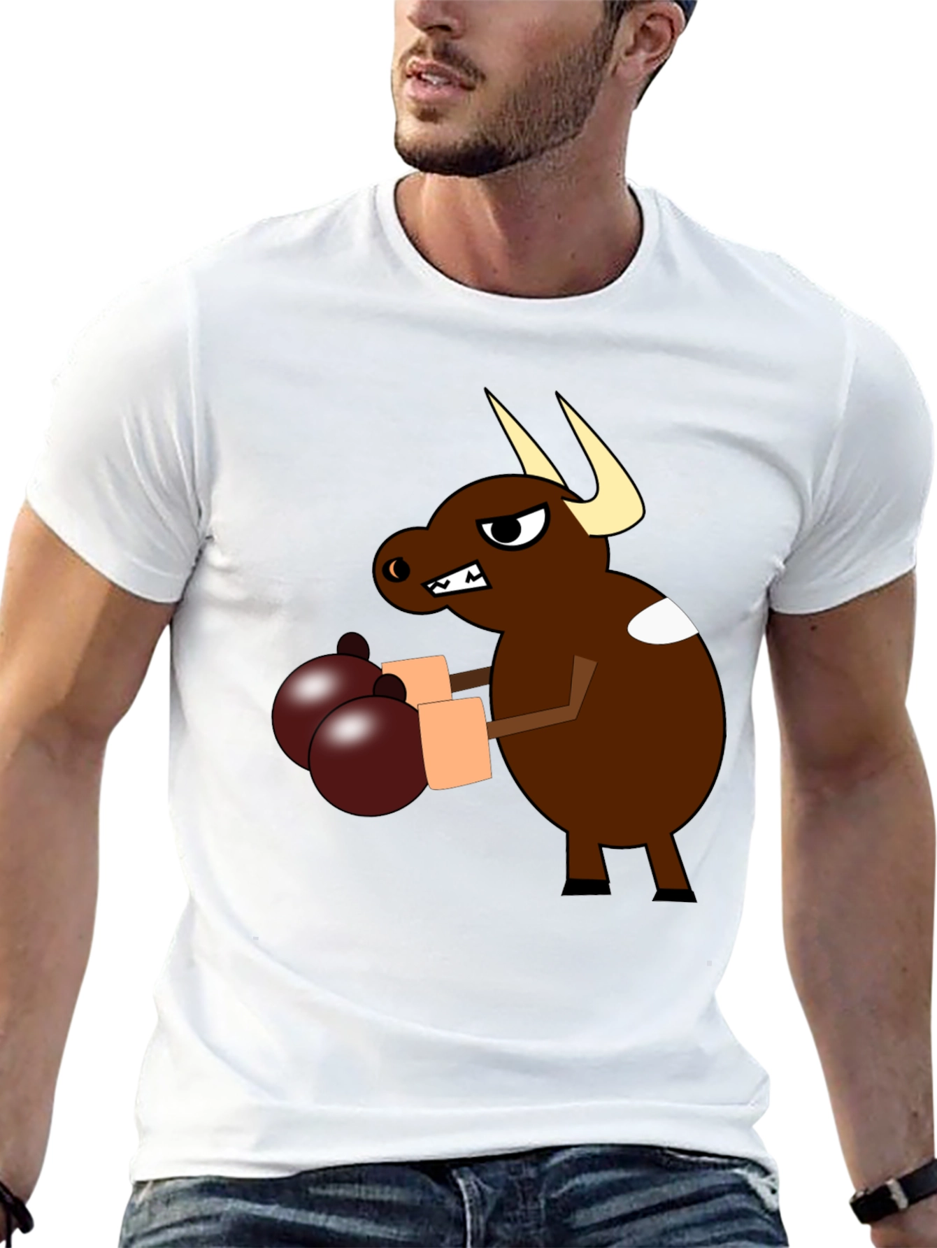 Black Boxer Bull Graphic Tee - Black Cotton Blend view 13