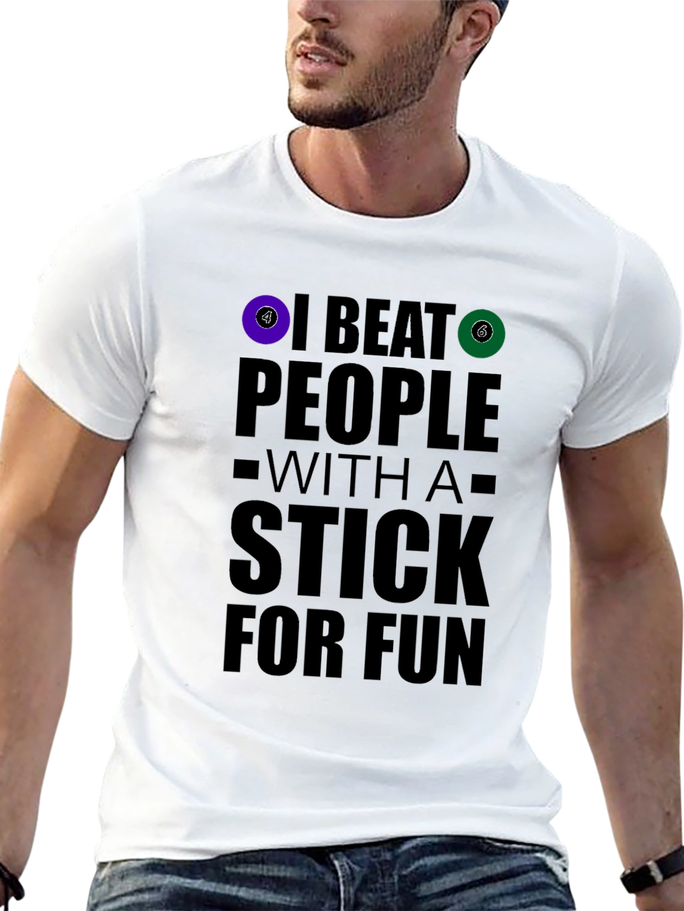 Black Funny Billiards T-Shirt: I Beat People With A Stick For Fun view 13