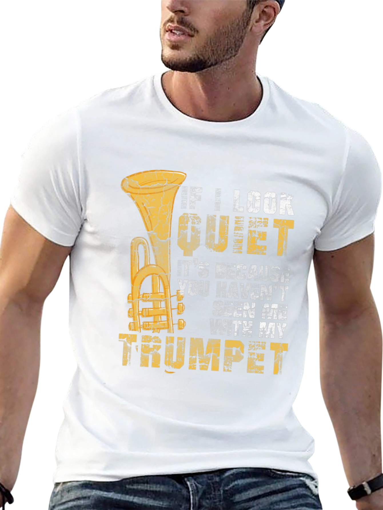 Black If I Look Quiet Trumpet Musician T-Shirt view 13
