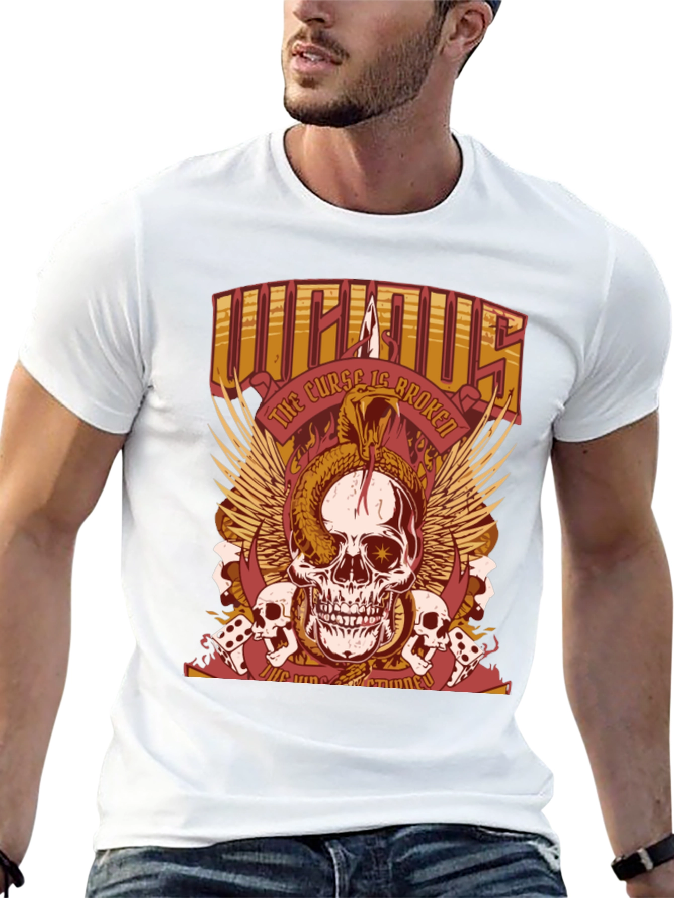 Black Skull & Snake Graphic T-Shirt - The Curse Is Broken view 13