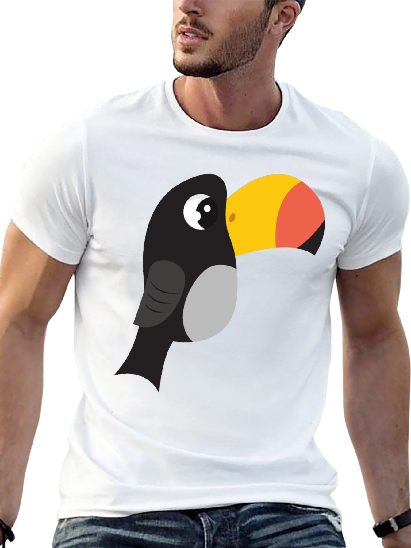 Black Toucan Graphic Tee - Fun Cartoon Bird T-Shirt view 13