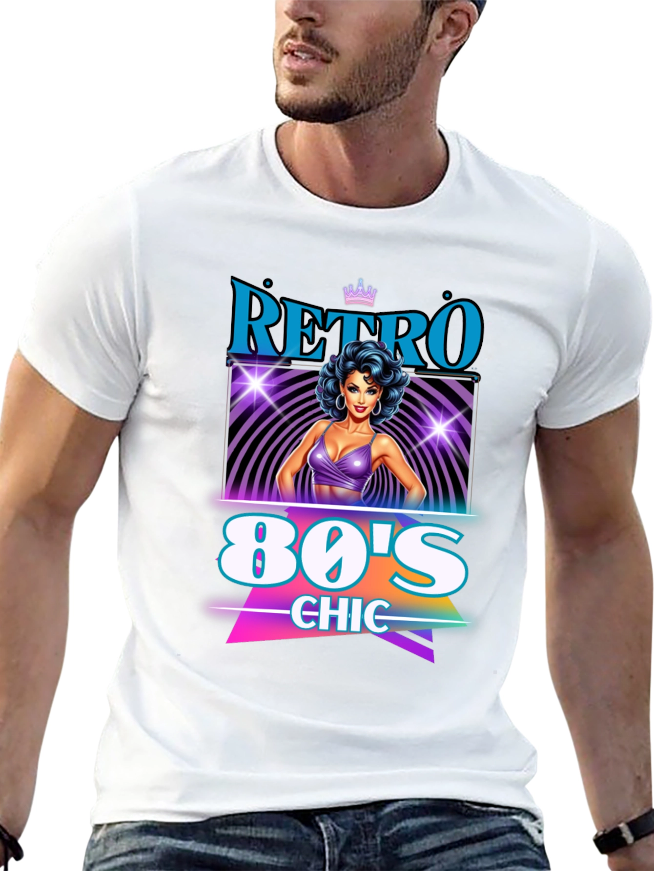 Black Retro 80's Chic Graphic Tee view 13
