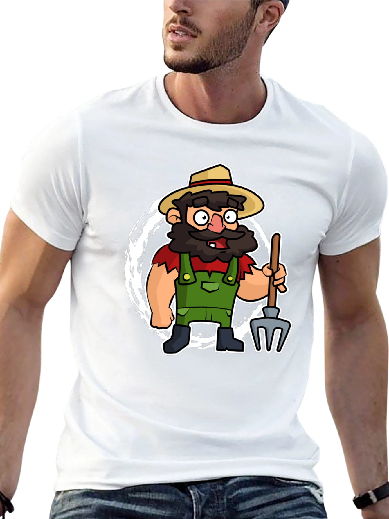 Cartoon Farmer Graphic Tee - Quirky & Fun - 13