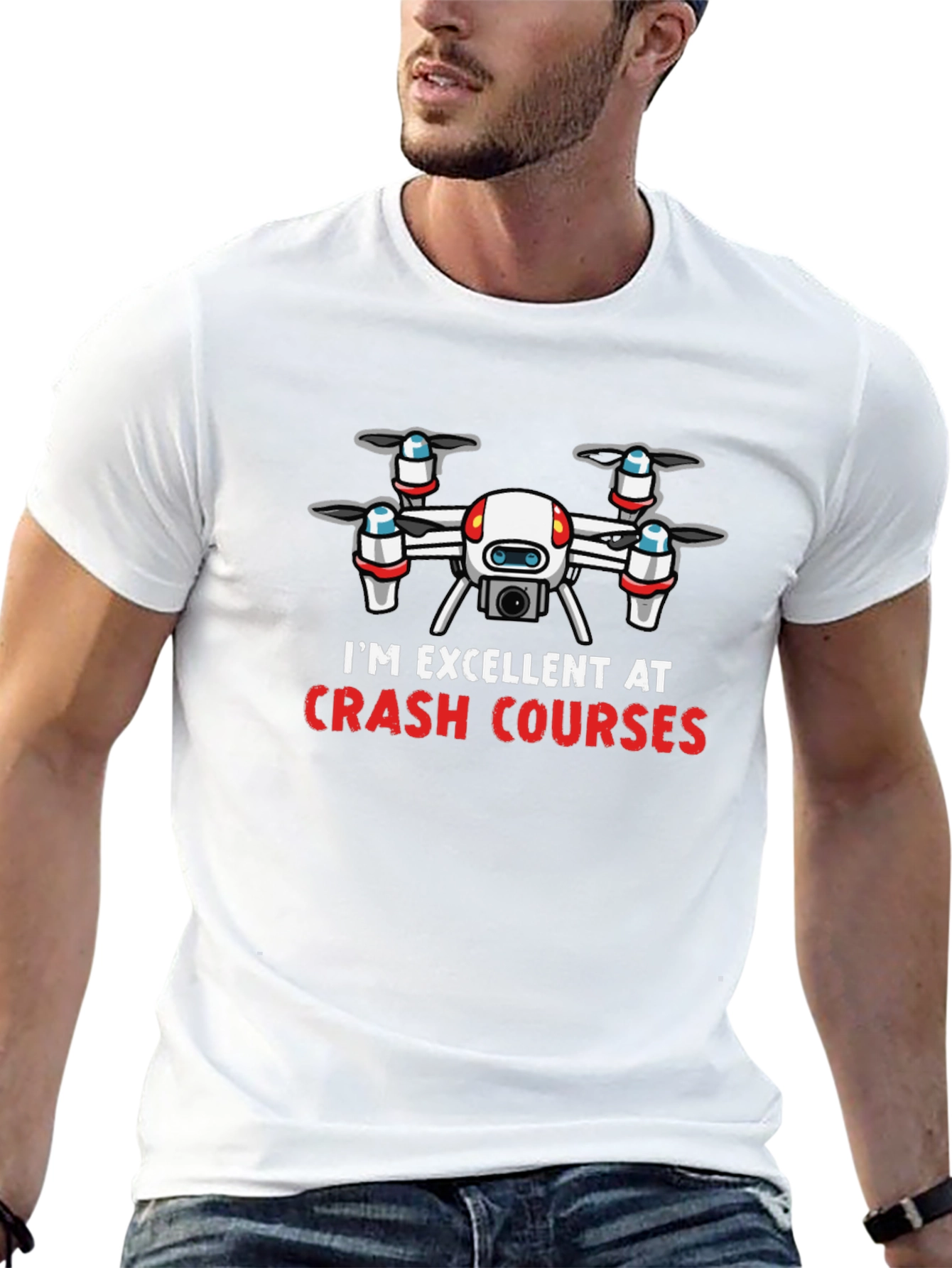 Black Drone Crash Courses Graphic T-Shirt view 13