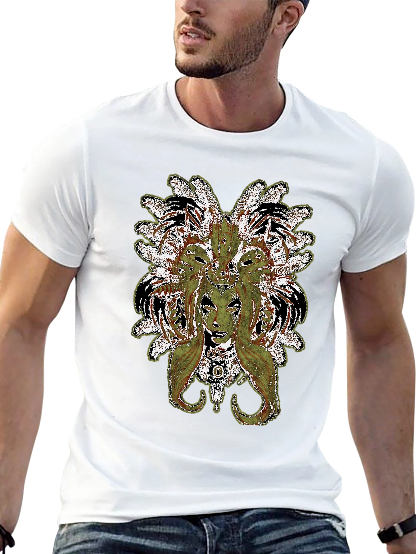 Black Medusa Graphic Print Black T-Shirt view 13