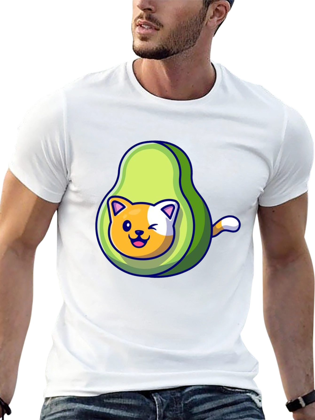 Black Avocado Cat Graphic Tee - Cute Cartoon Shirt view 13