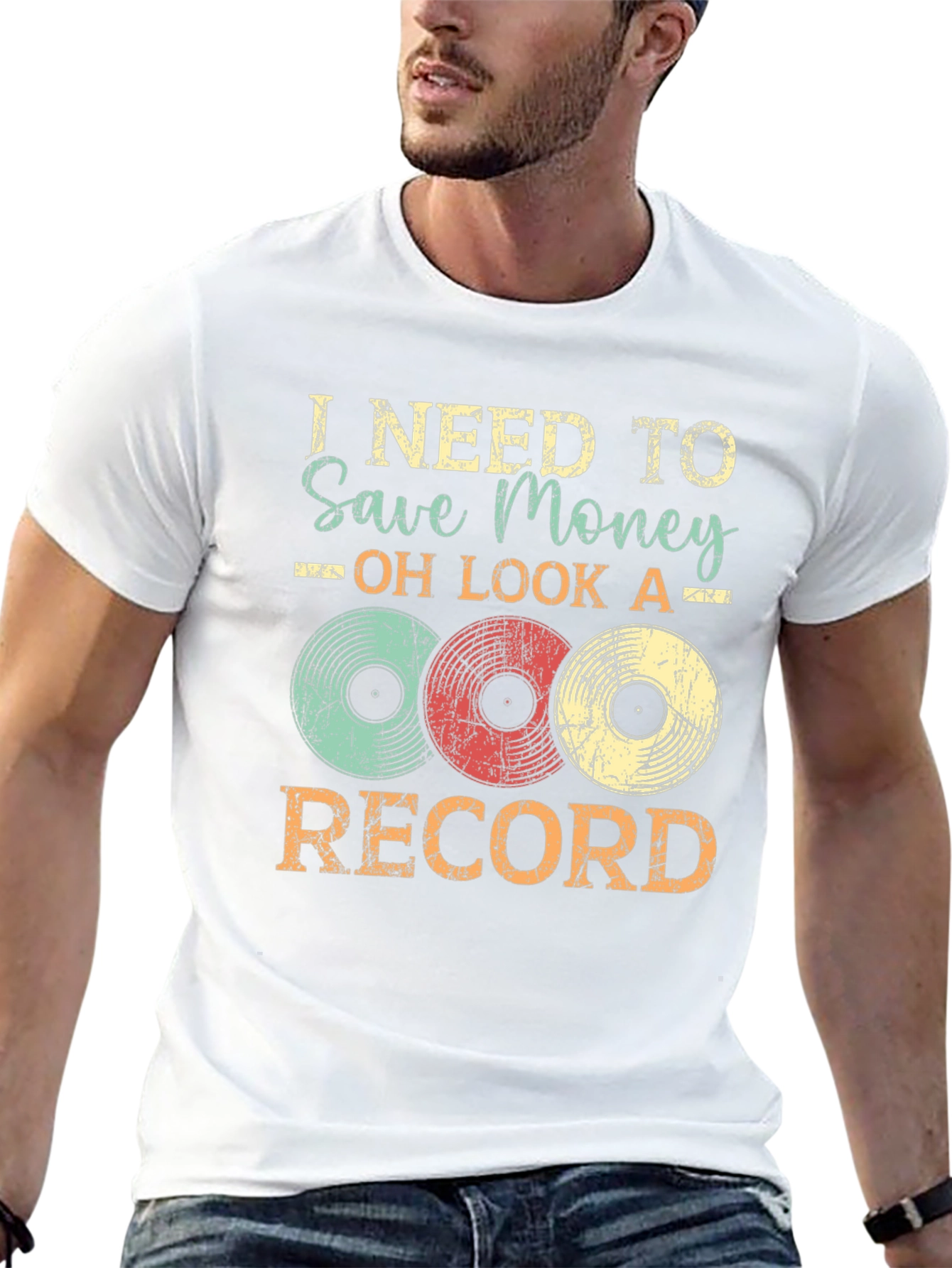 Black I Need to Save Money Vinyl Record T-Shirt view 13
