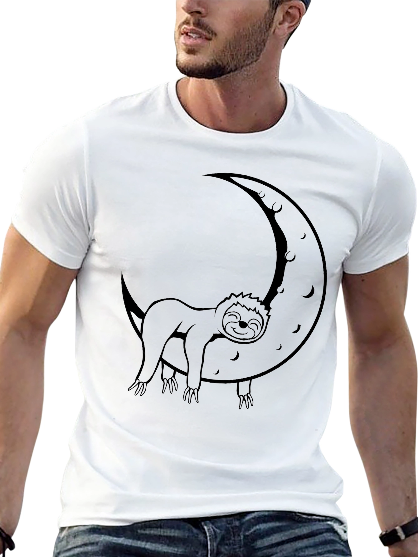Black Sloth Moon Graphic T-Shirt - Relaxed Fit view 13