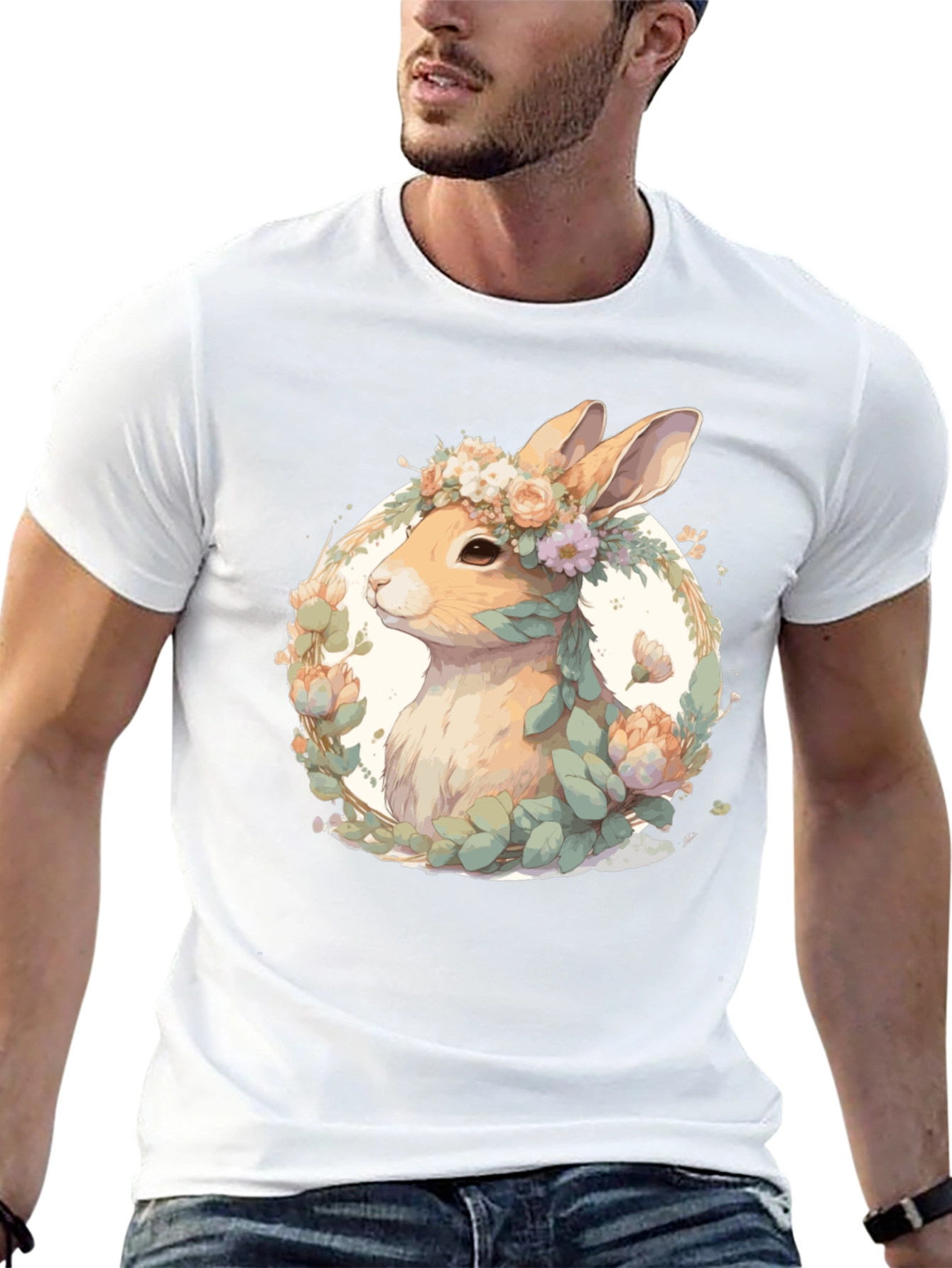 Black Floral Rabbit T-Shirt - Easter Spring Style view 13
