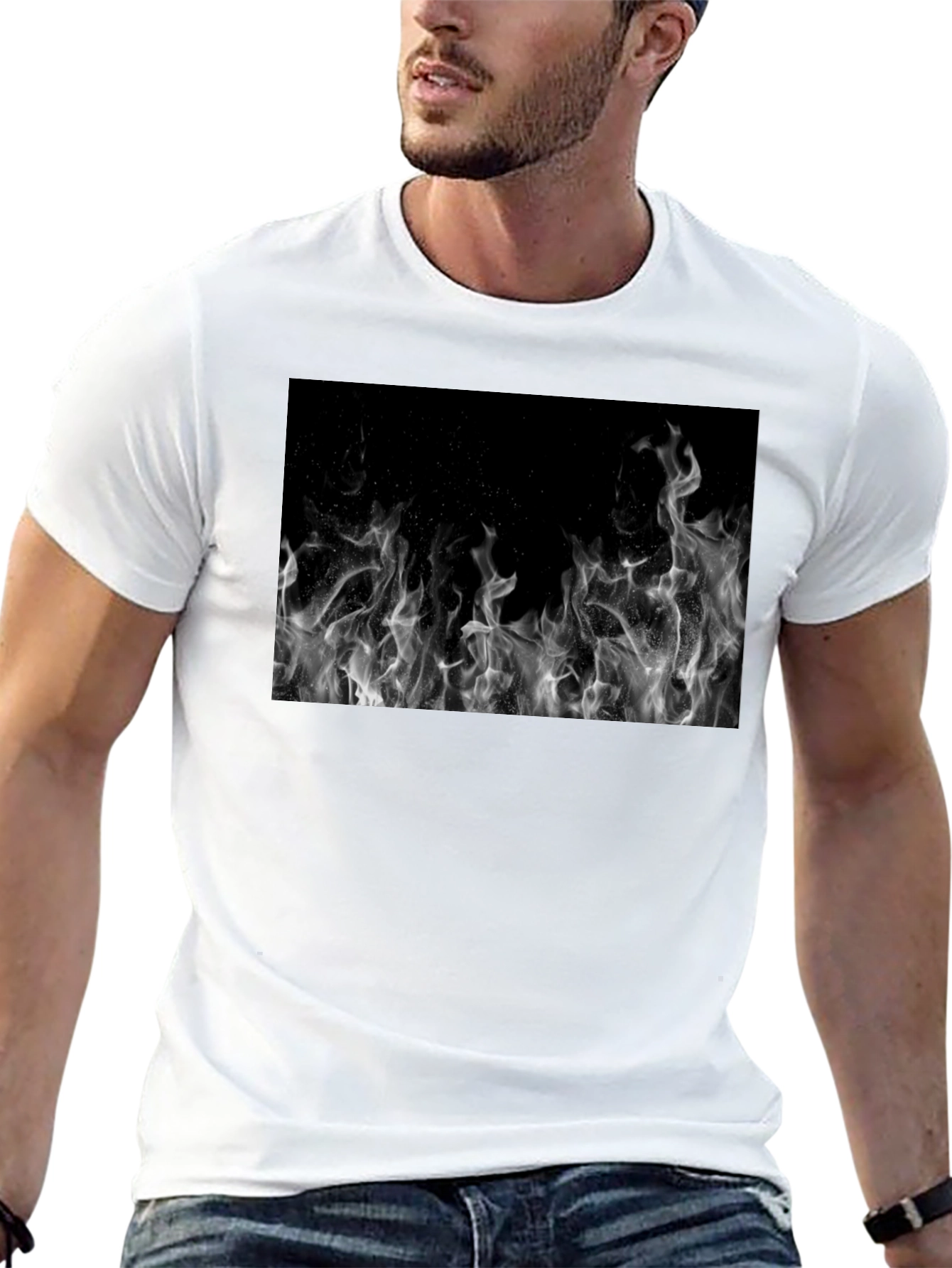 Black Black T-Shirt with Fire Graphic view 13