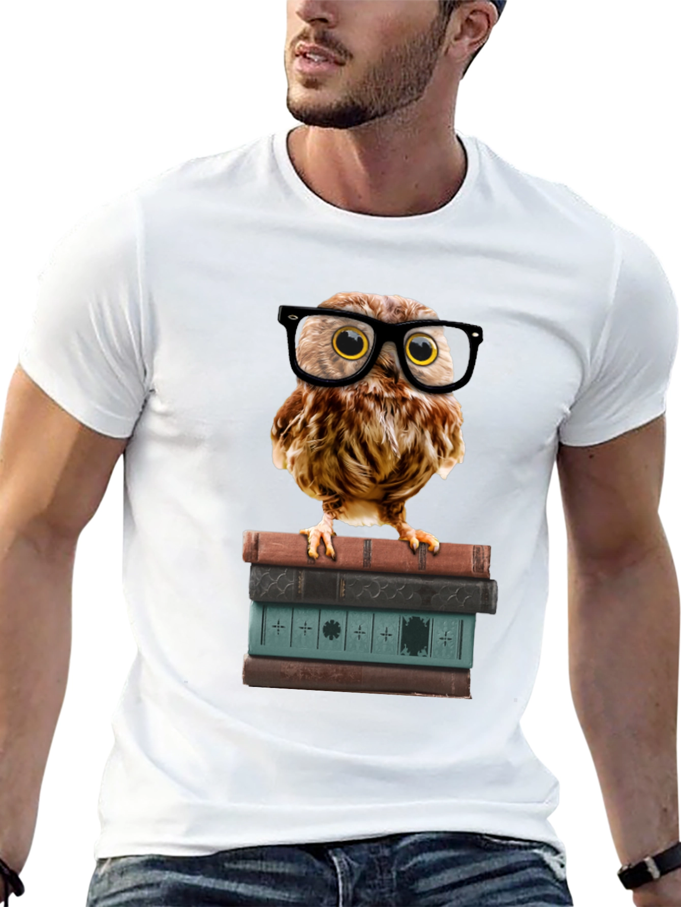 Black Owl on Books T-Shirt - Smart & Stylish view 13