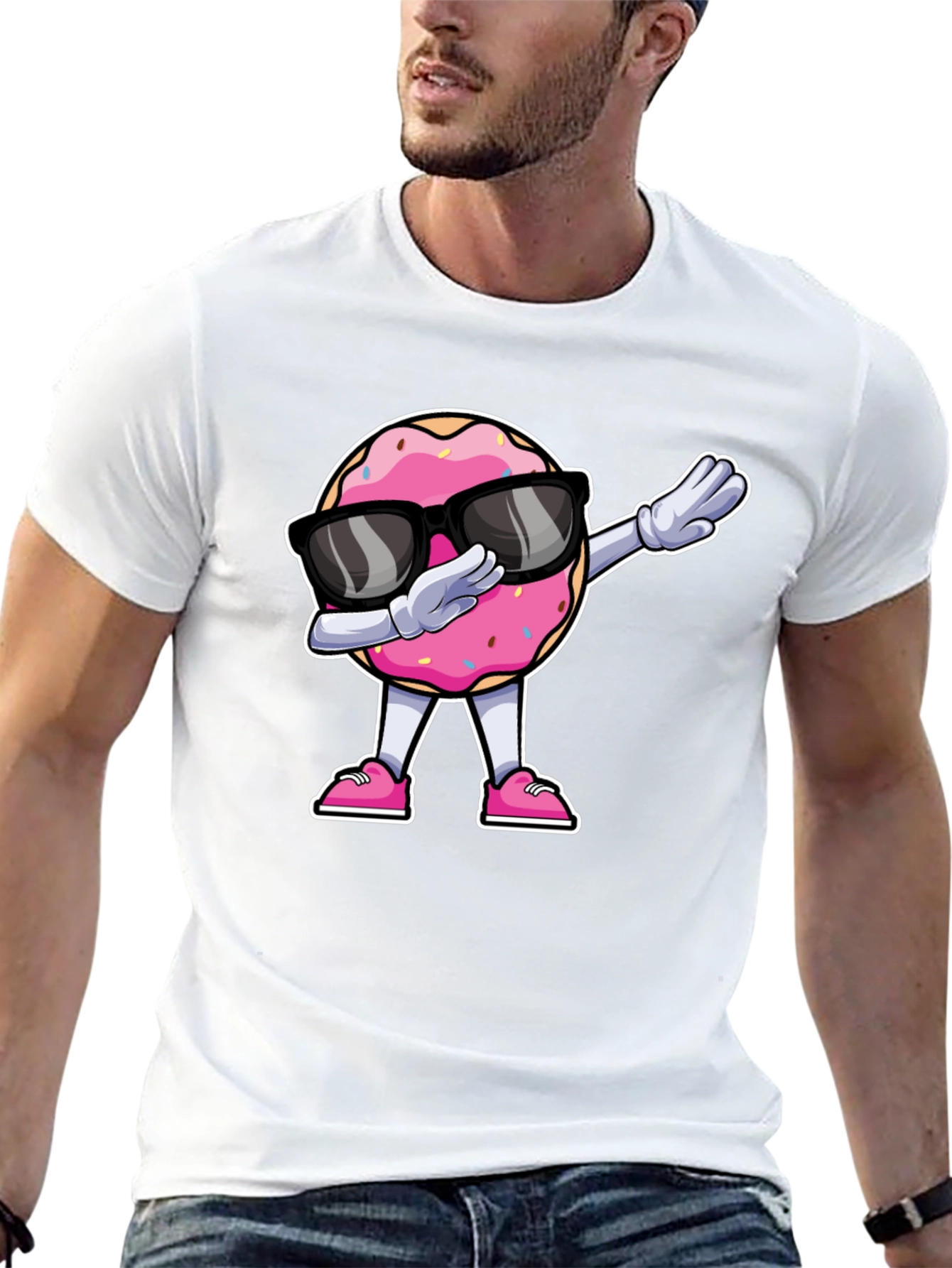Black Dabbing Donut T-Shirt - Funny Cartoon Tee view 13