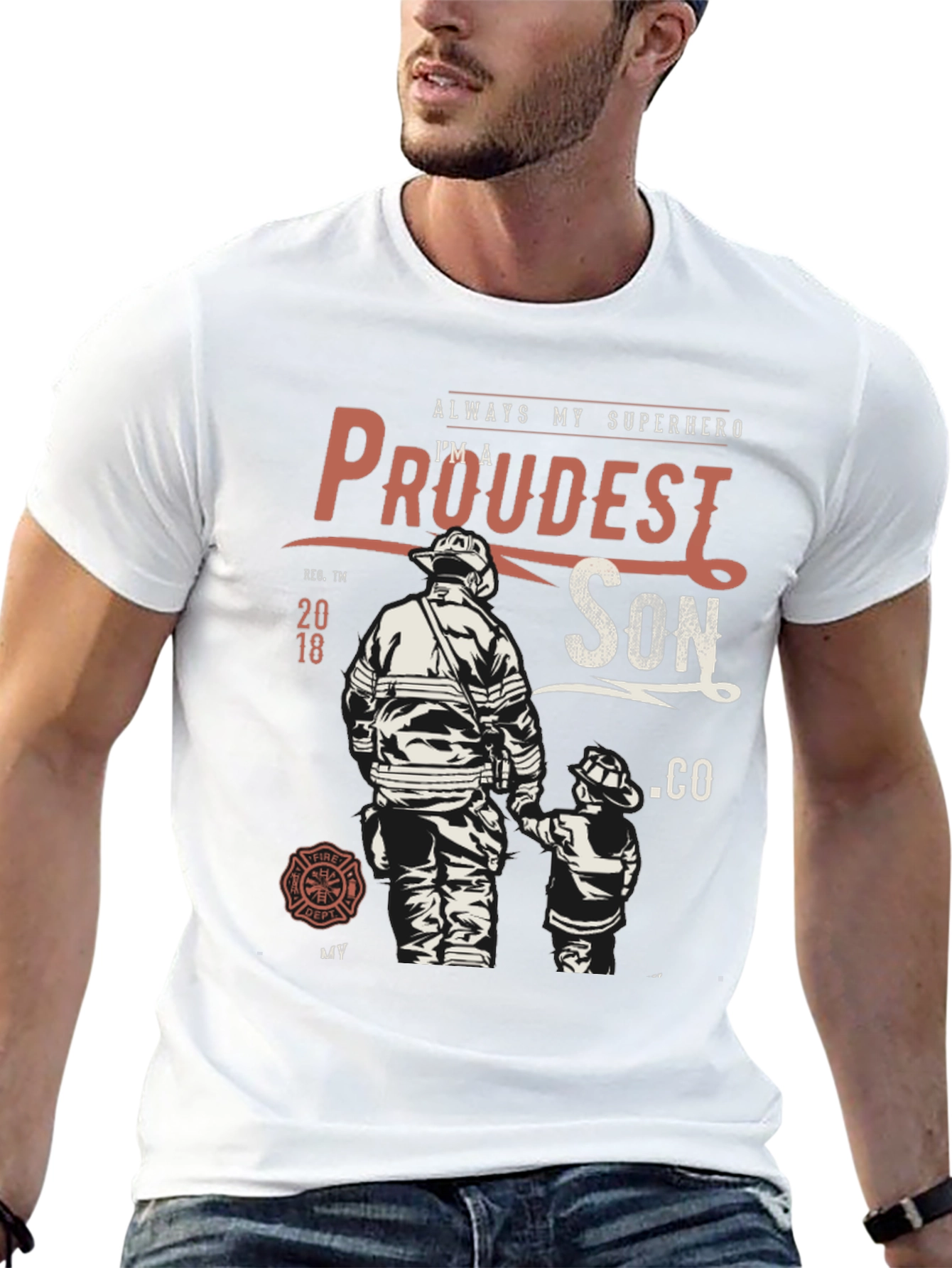 Black Proudest Son Firefighter Graphic Tee view 13