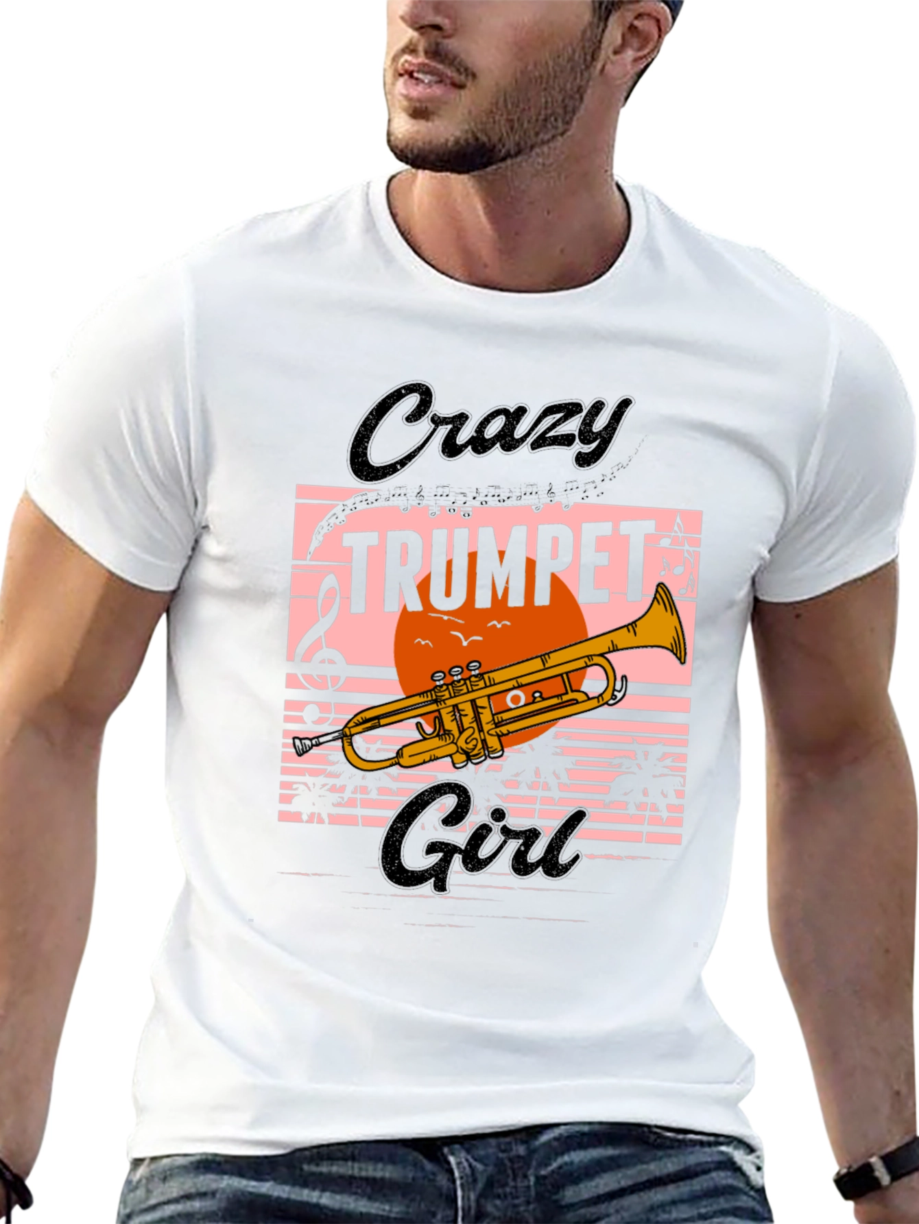 Black Crazy Trumpet Girl Graphic Tee view 13