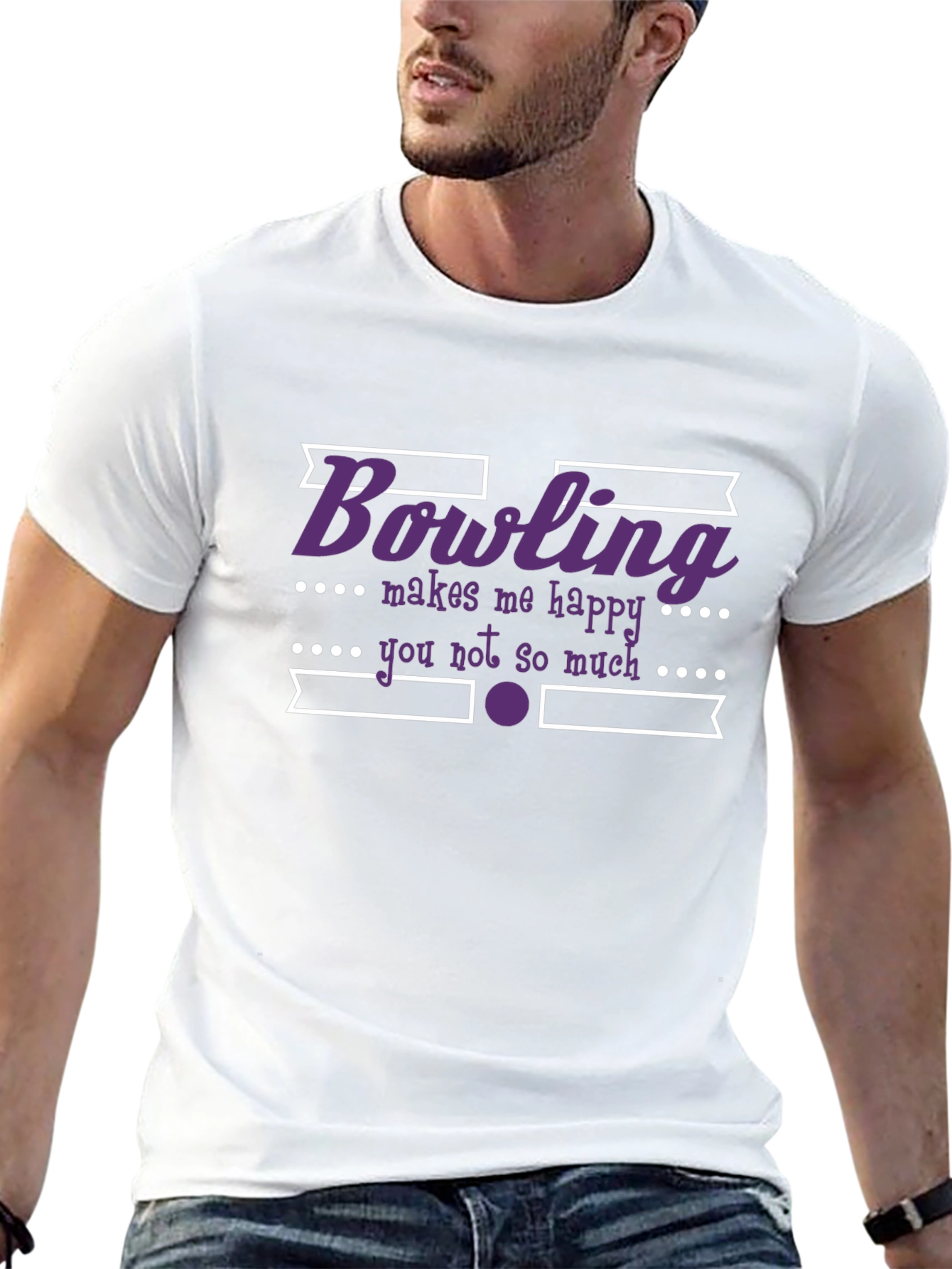 Black Bowling Makes Me Happy T-Shirt view 13