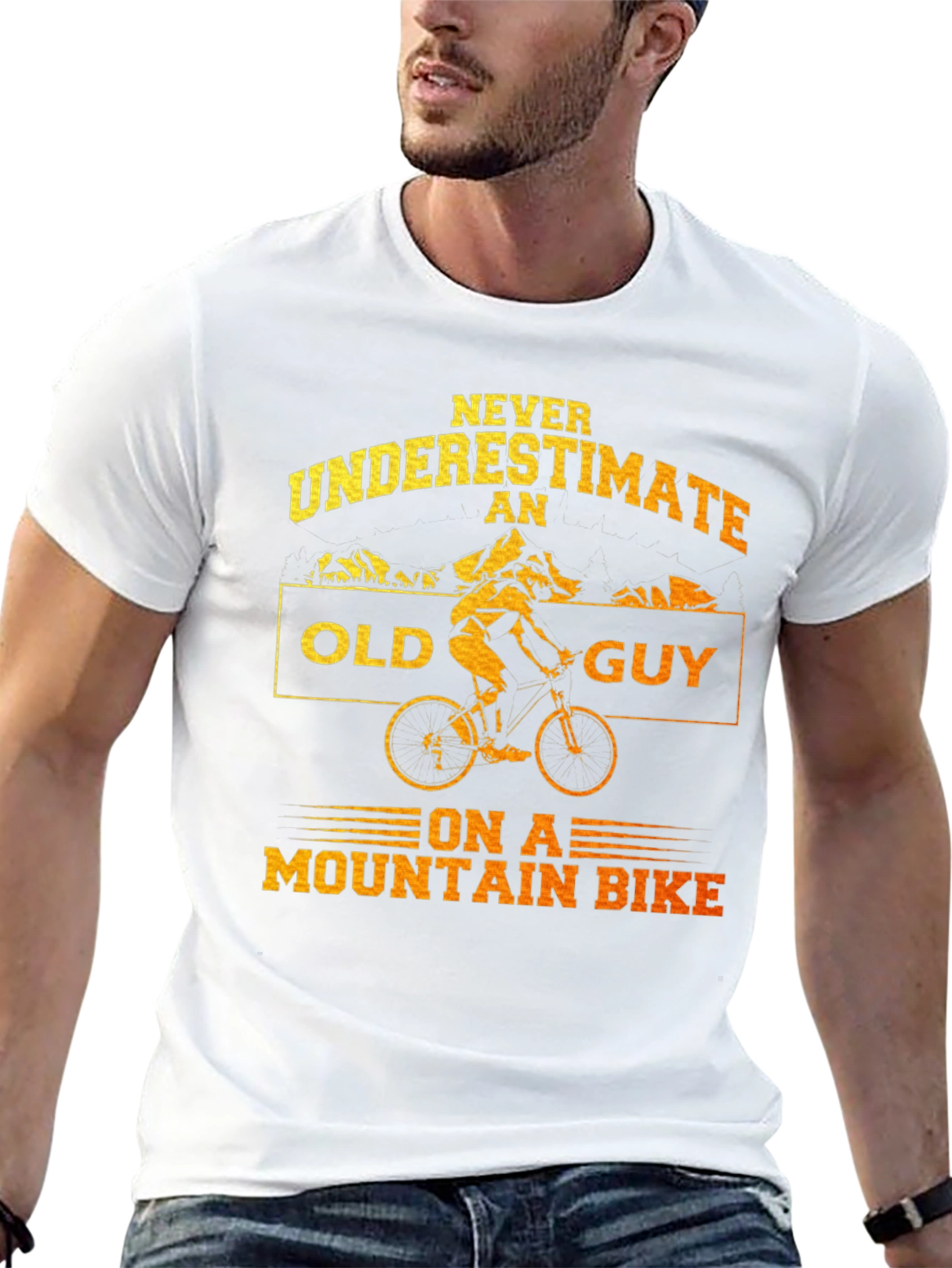 Black Never Underestimate an Old Guy Mountain Bike Graphic T-Shirt view 13