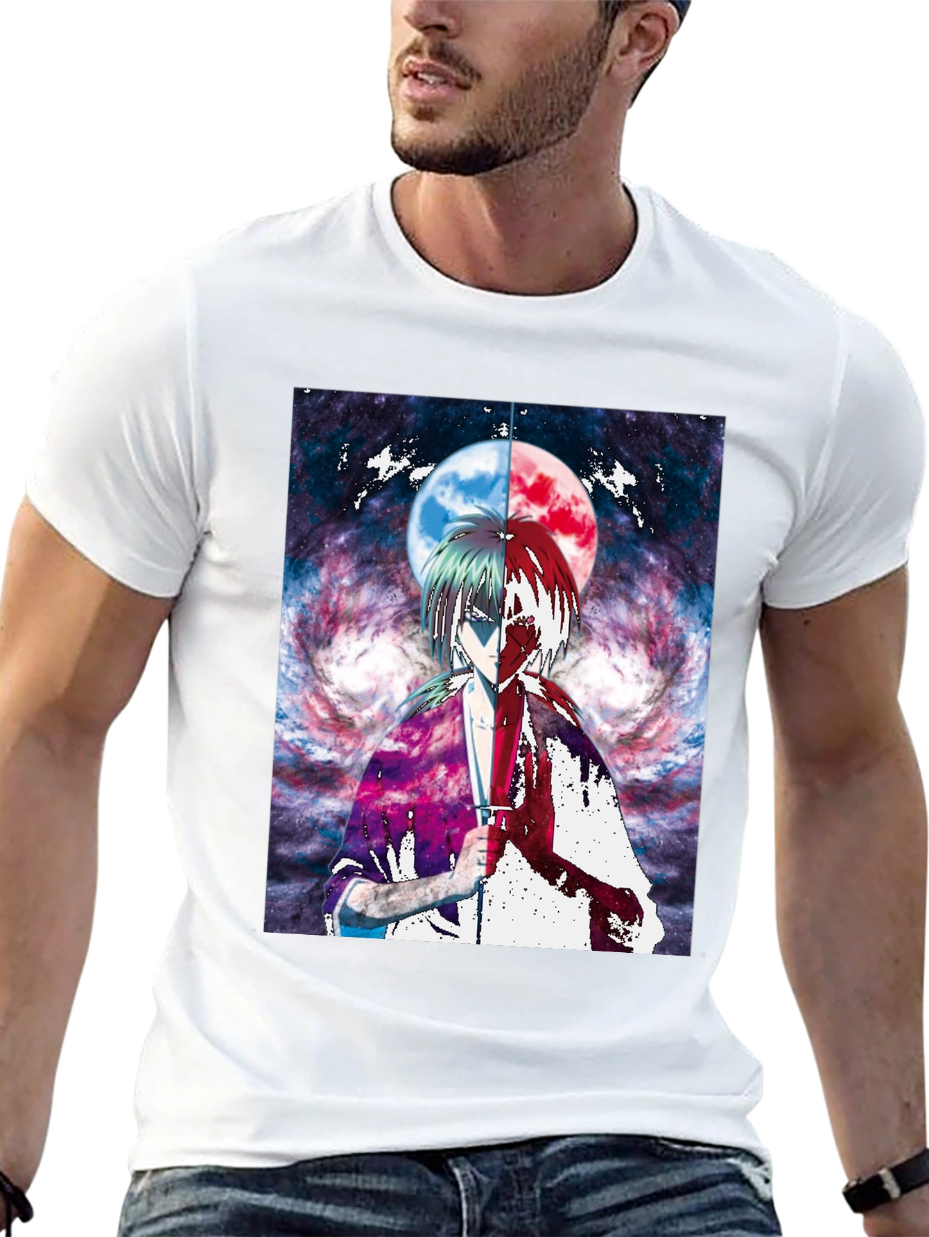 Black Anime Moon Graphic T-Shirt | Unique Design view 13
