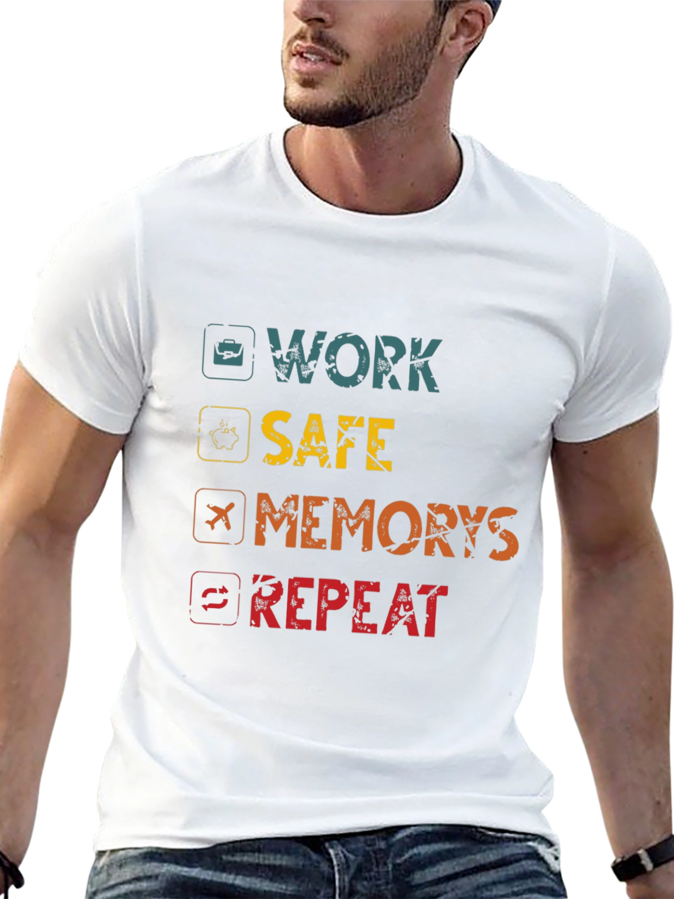 Black Work Safe, Create Memories, Repeat Graphic Tee view 13