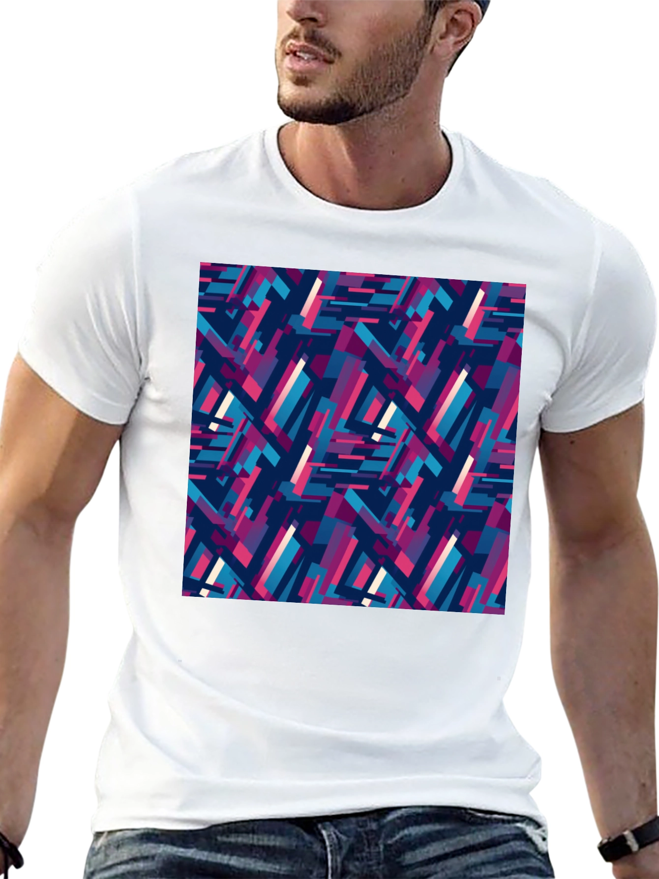 Black Abstract Geometric Pattern Tee view 13