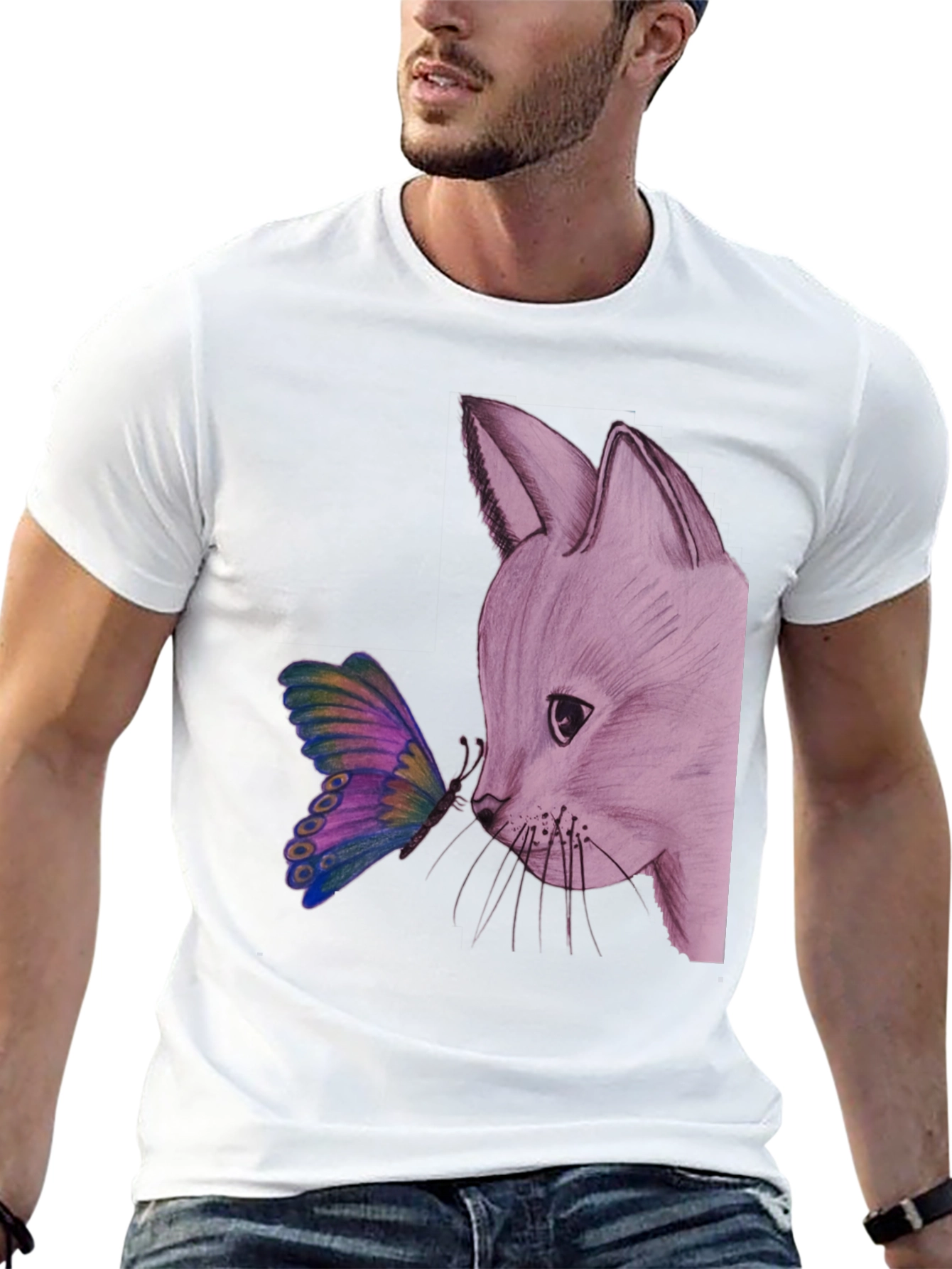 Black Fox and Butterfly Graphic Tee view 13