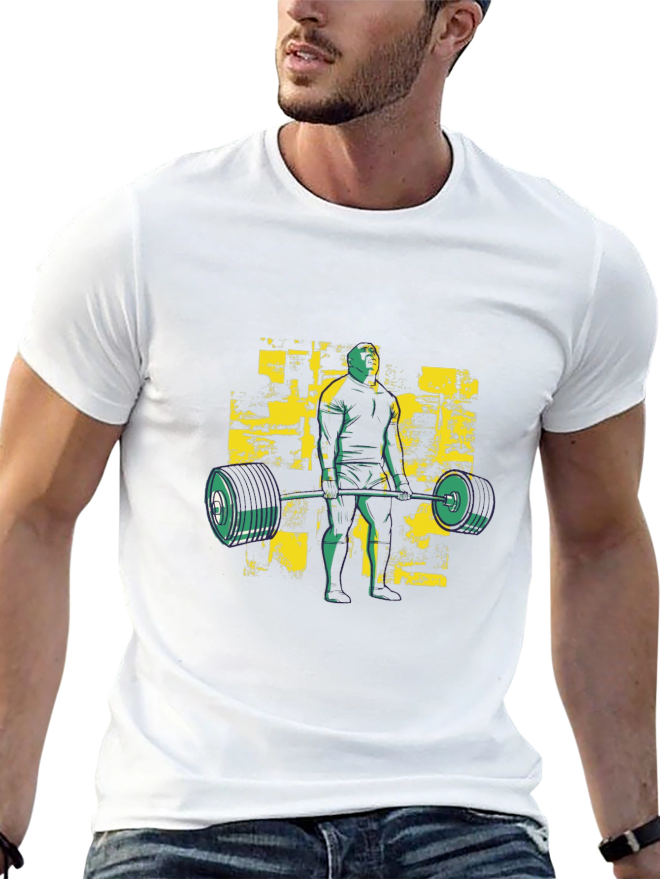 Men's Black Graphic T-Shirt - Weightlifting Design - 13