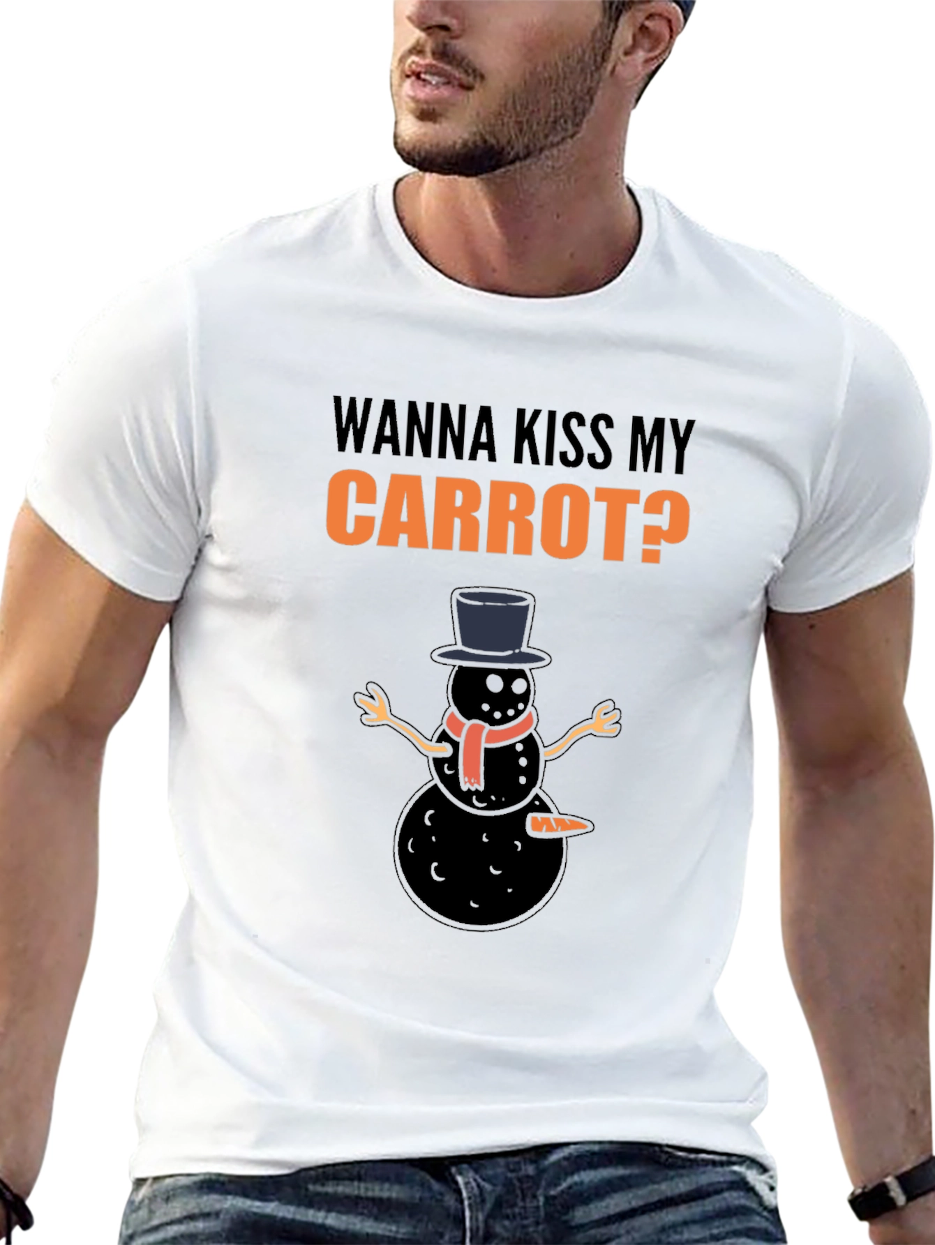 Black Wanna Kiss My Carrot? Black Humor Graphic Tee view 13