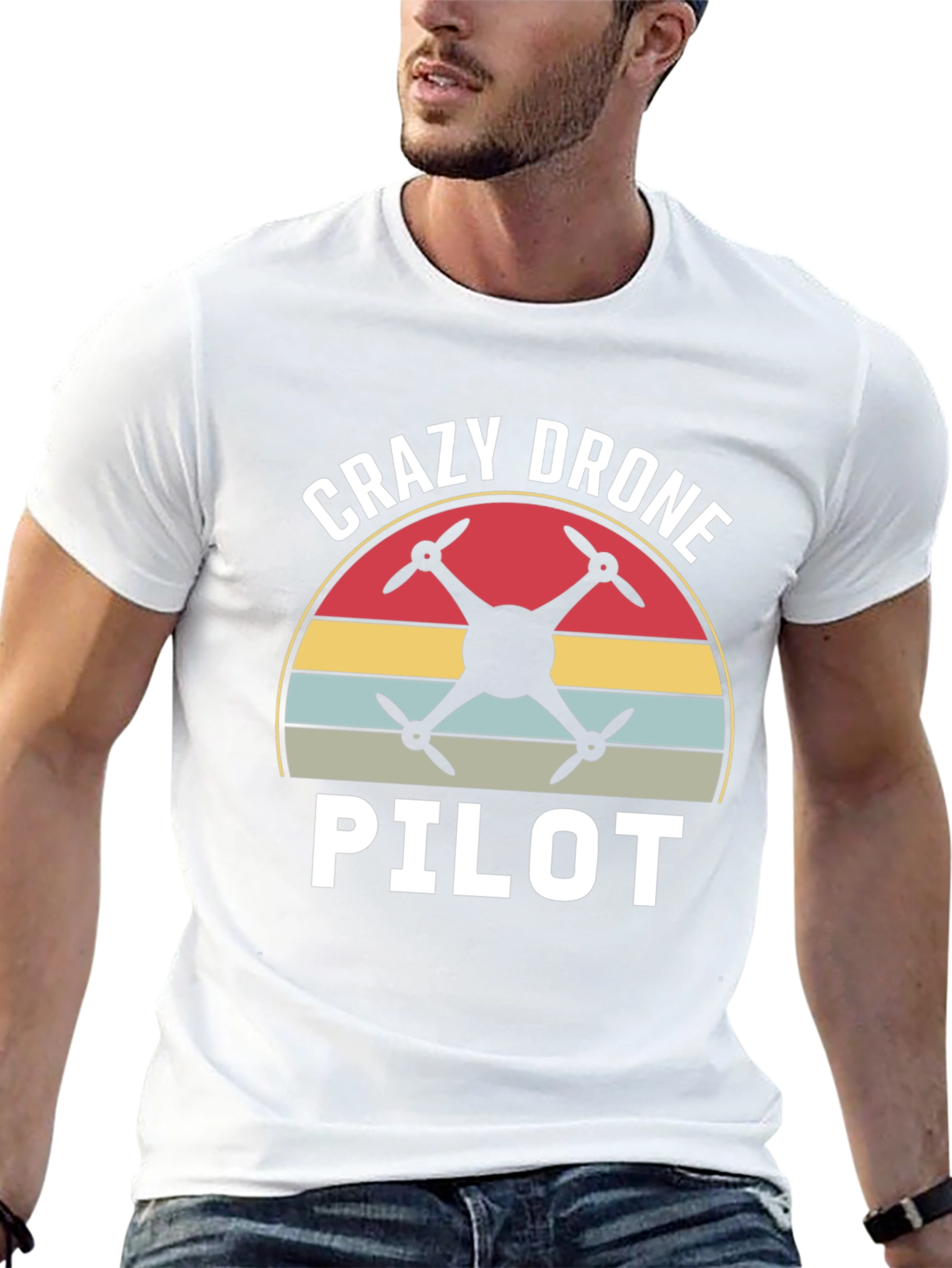 Black Crazy Drone Pilot Graphic T-Shirt view 13