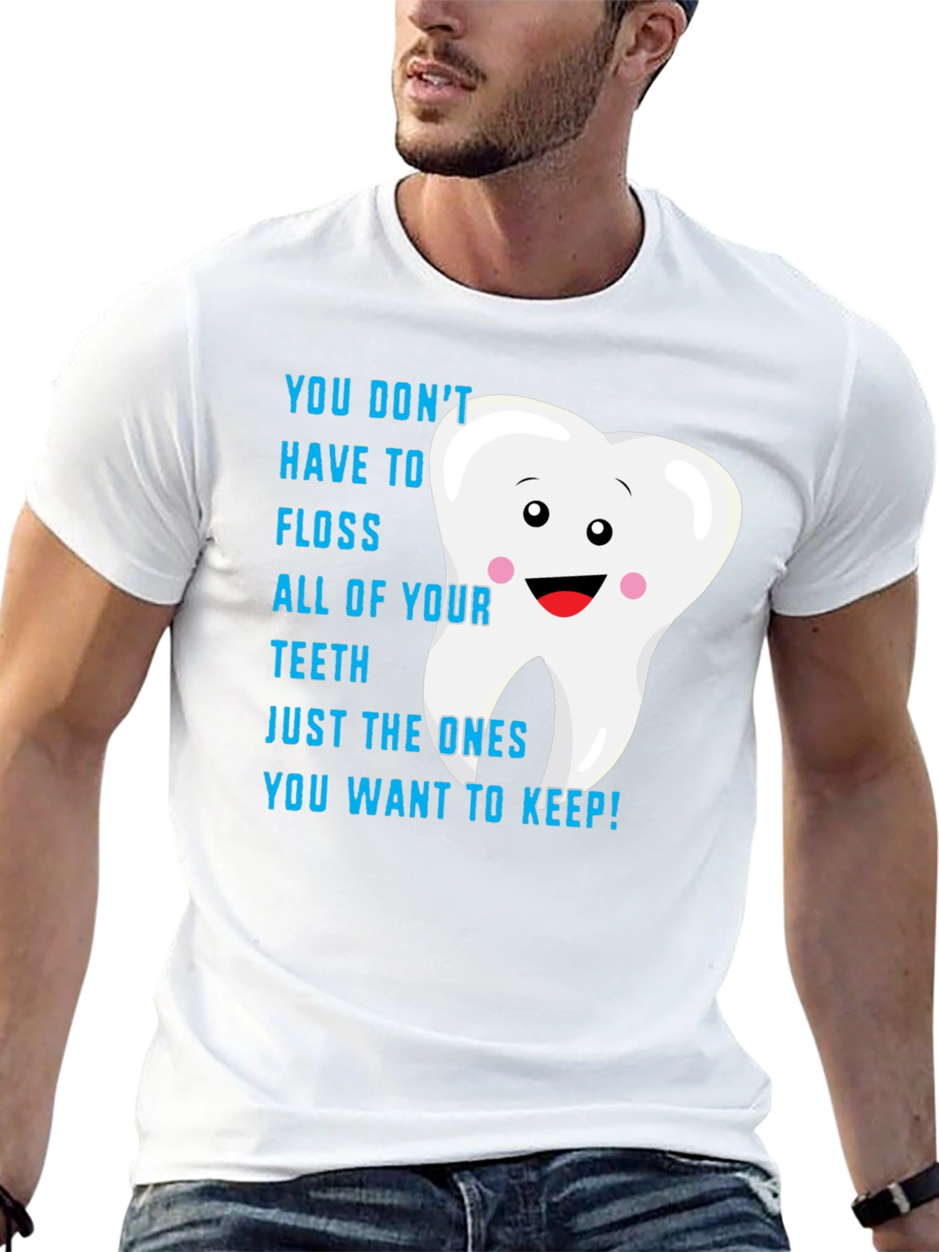 Black Funny Dental Floss Reminder T-Shirt view 13