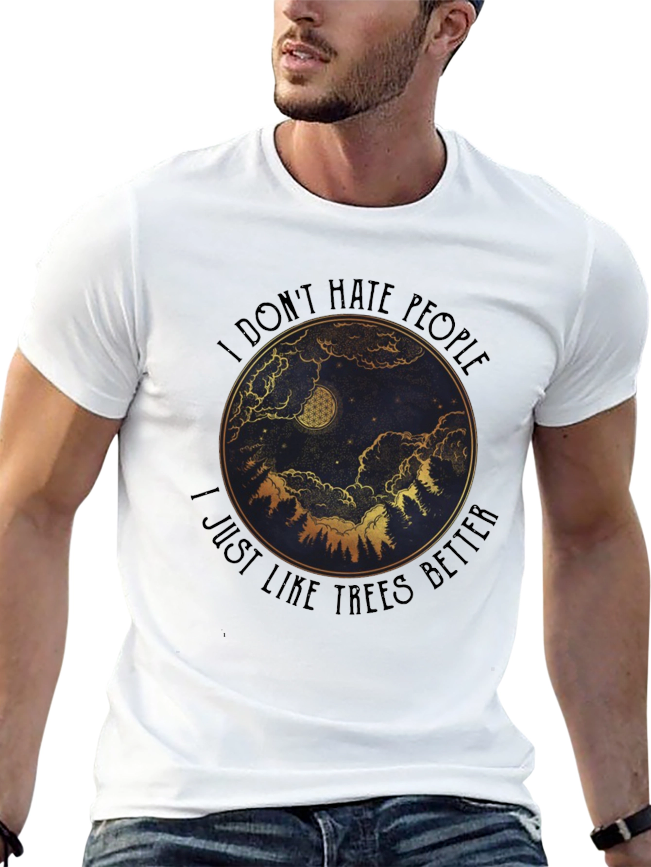 Black I Like Trees Better T-Shirt, Nature Lover Tee view 13