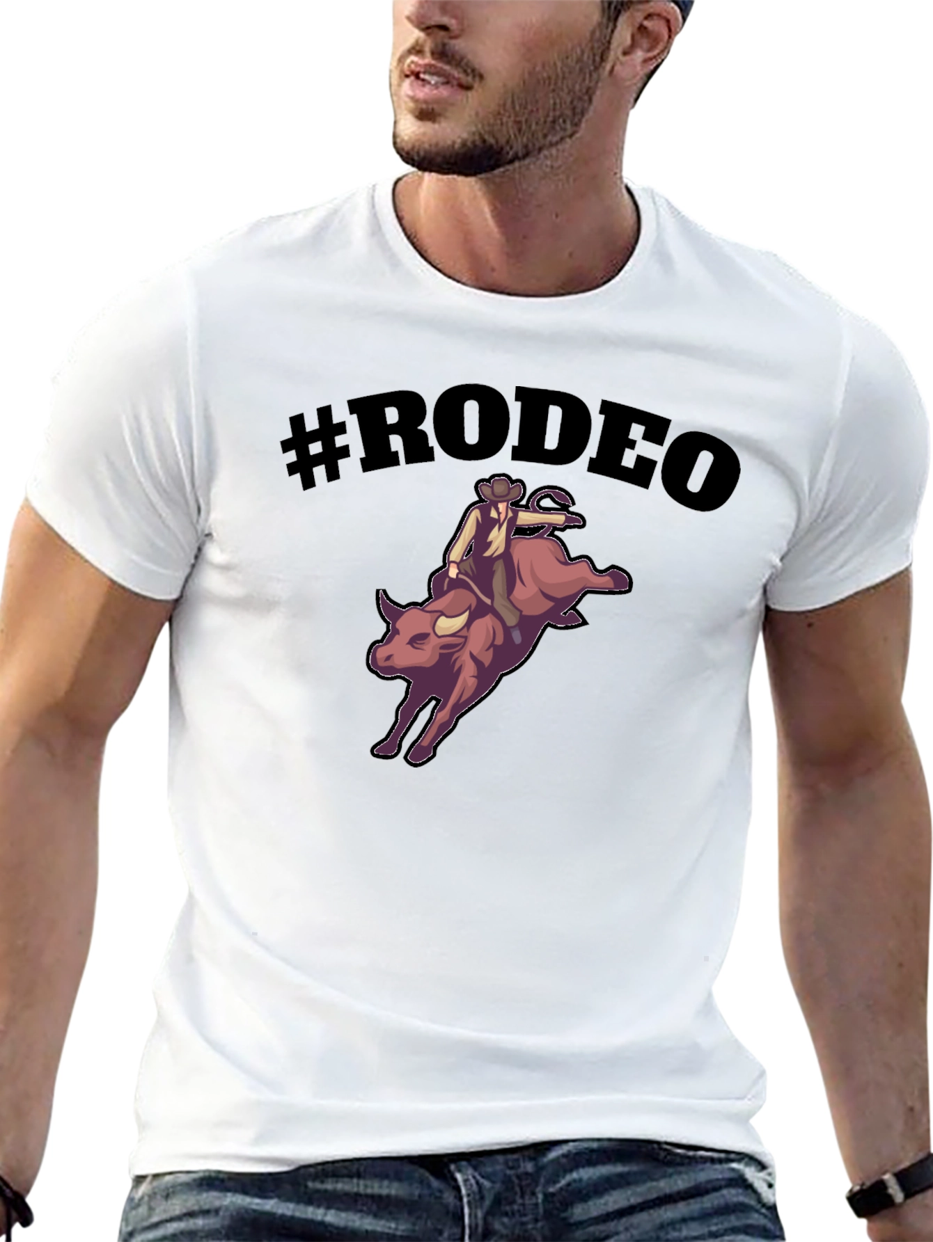 Black Rodeo Bull Riding Graphic T-Shirt view 13