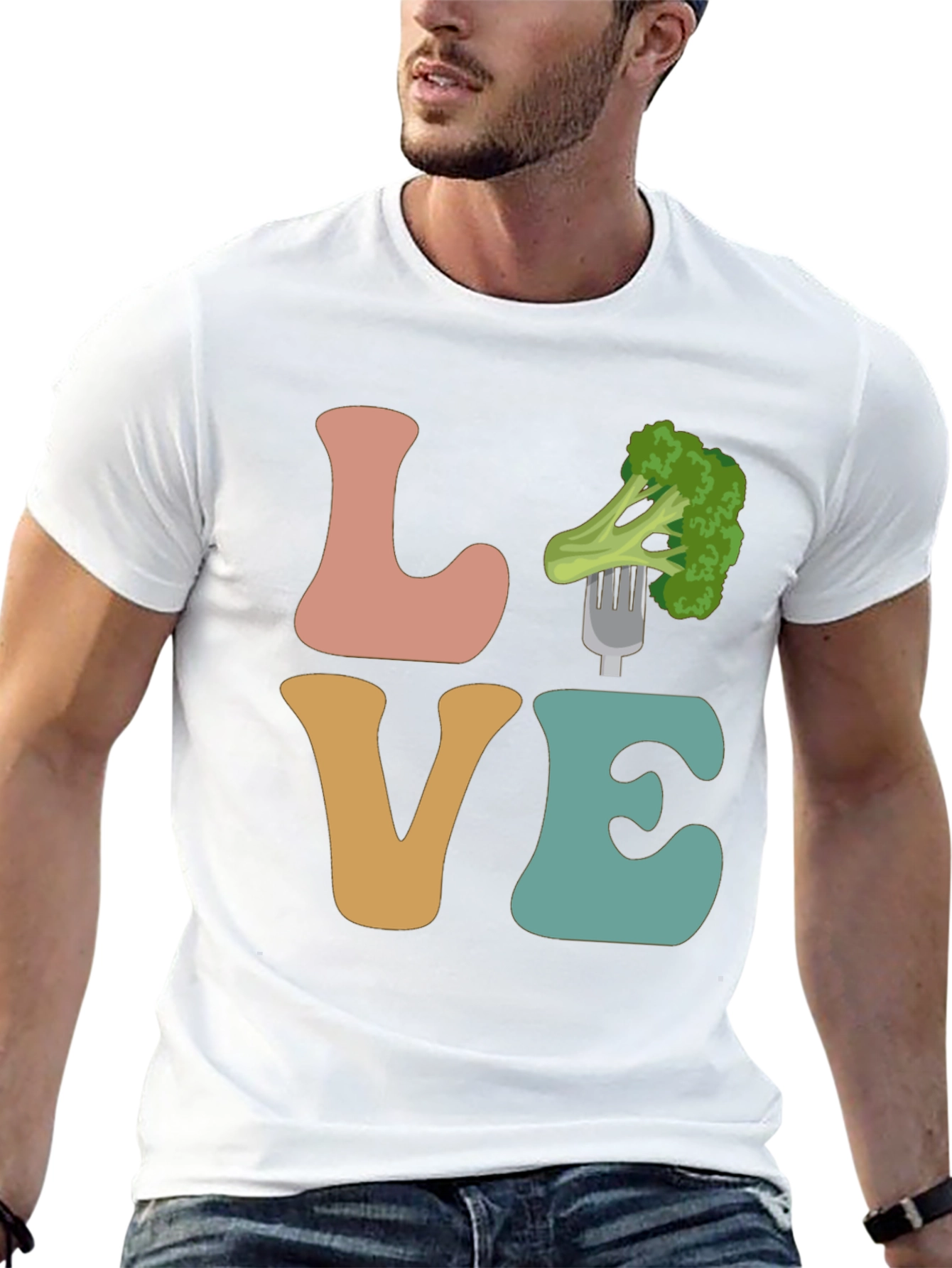 Black Vegan Love Broccoli Graphic Tee - Unisex T-Shirt view 13