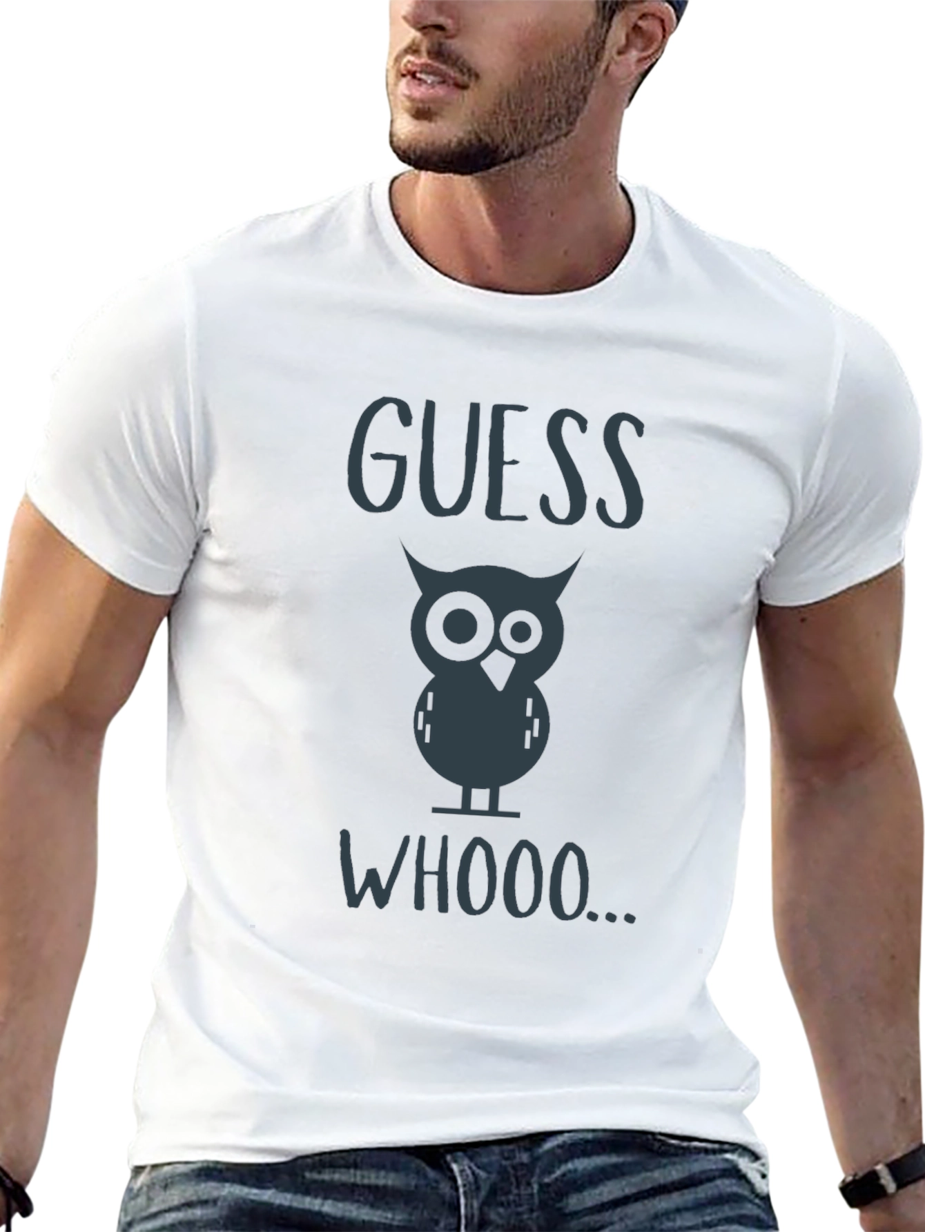Black Guess Whooo Owl T-Shirt - Black Cotton Tee view 13