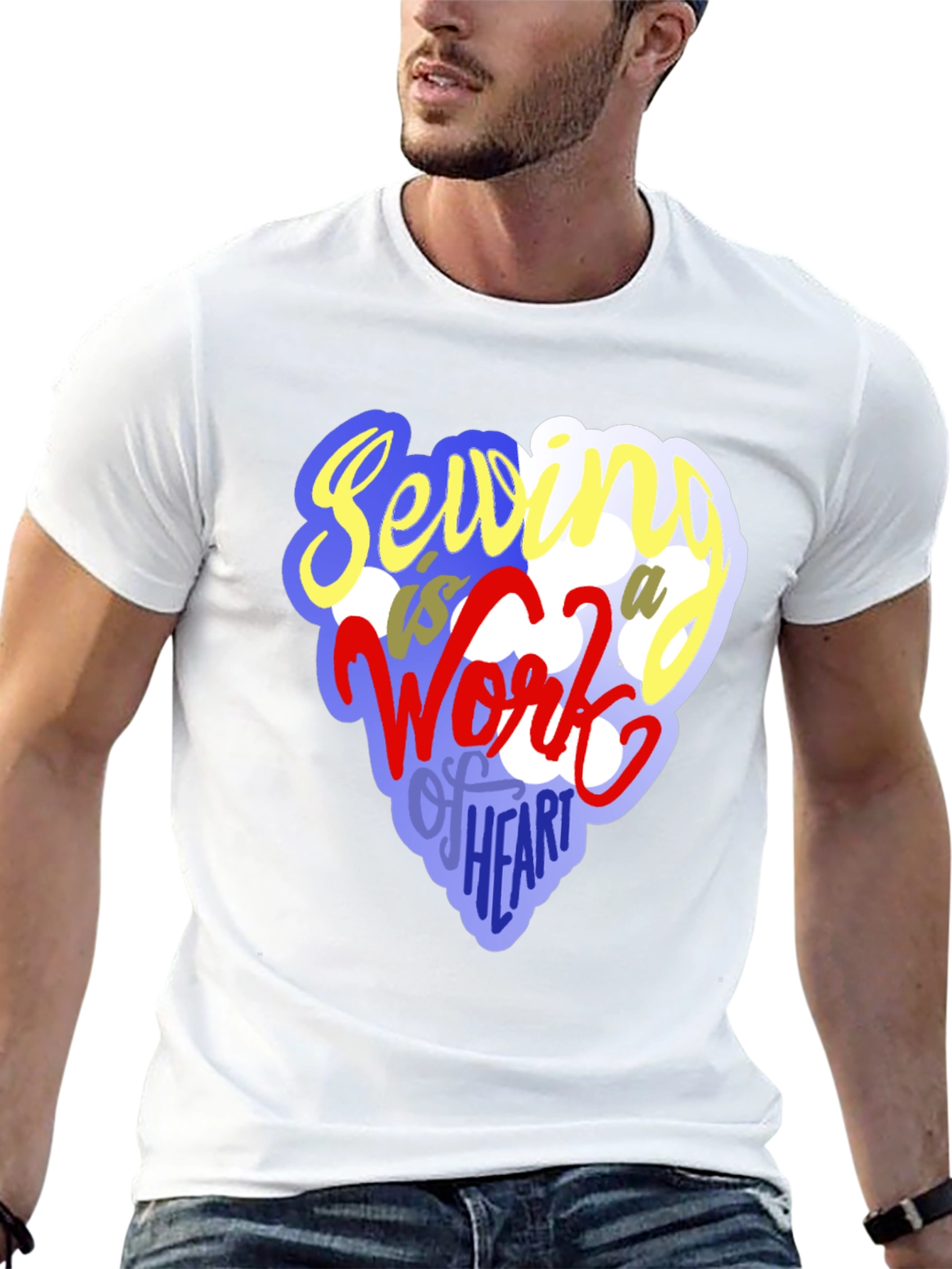 Black Sewing Heart T-Shirt - Unique Crafting Design view 13