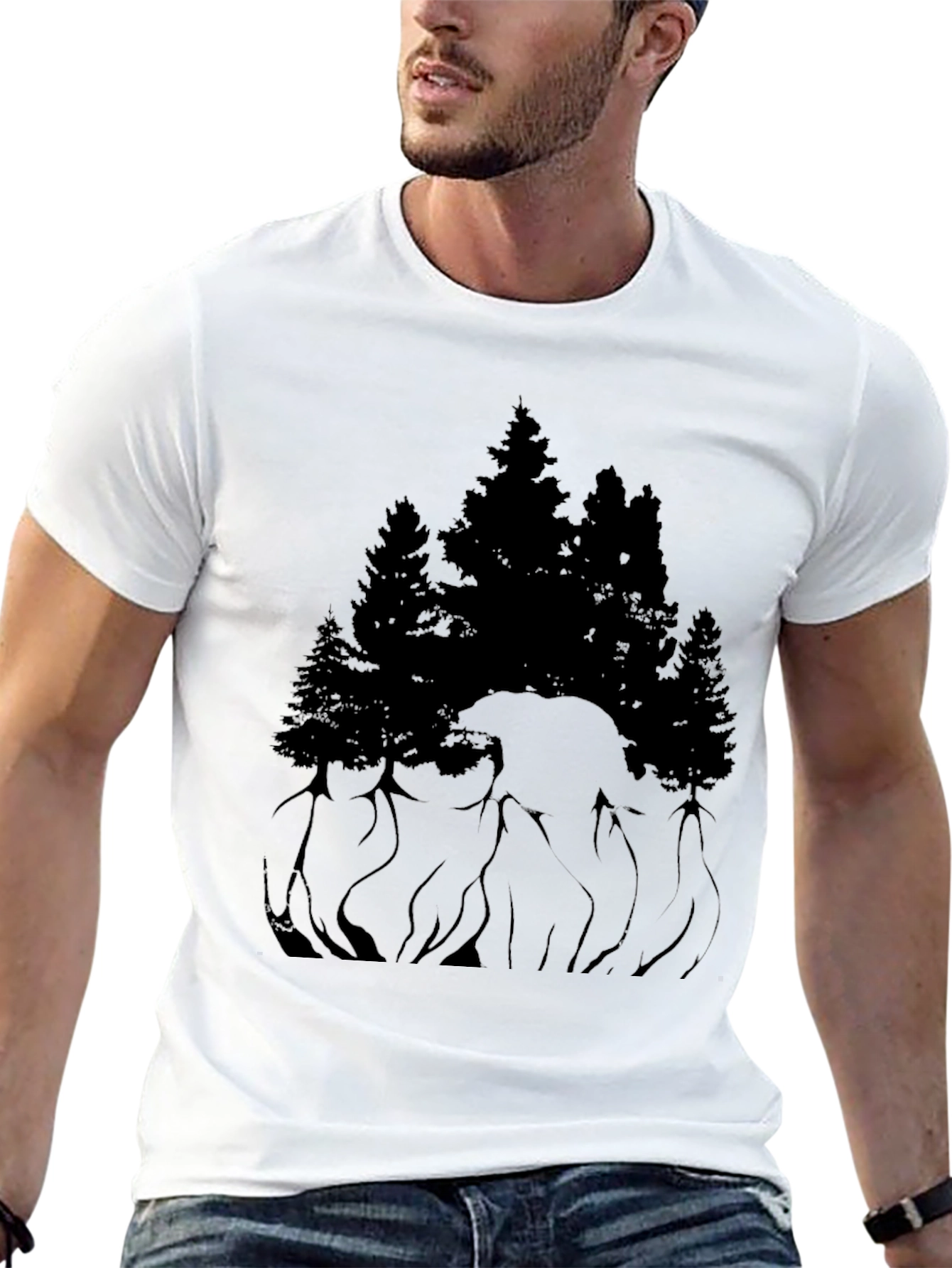 Black Black Bear & Forest Graphic Tee view 13