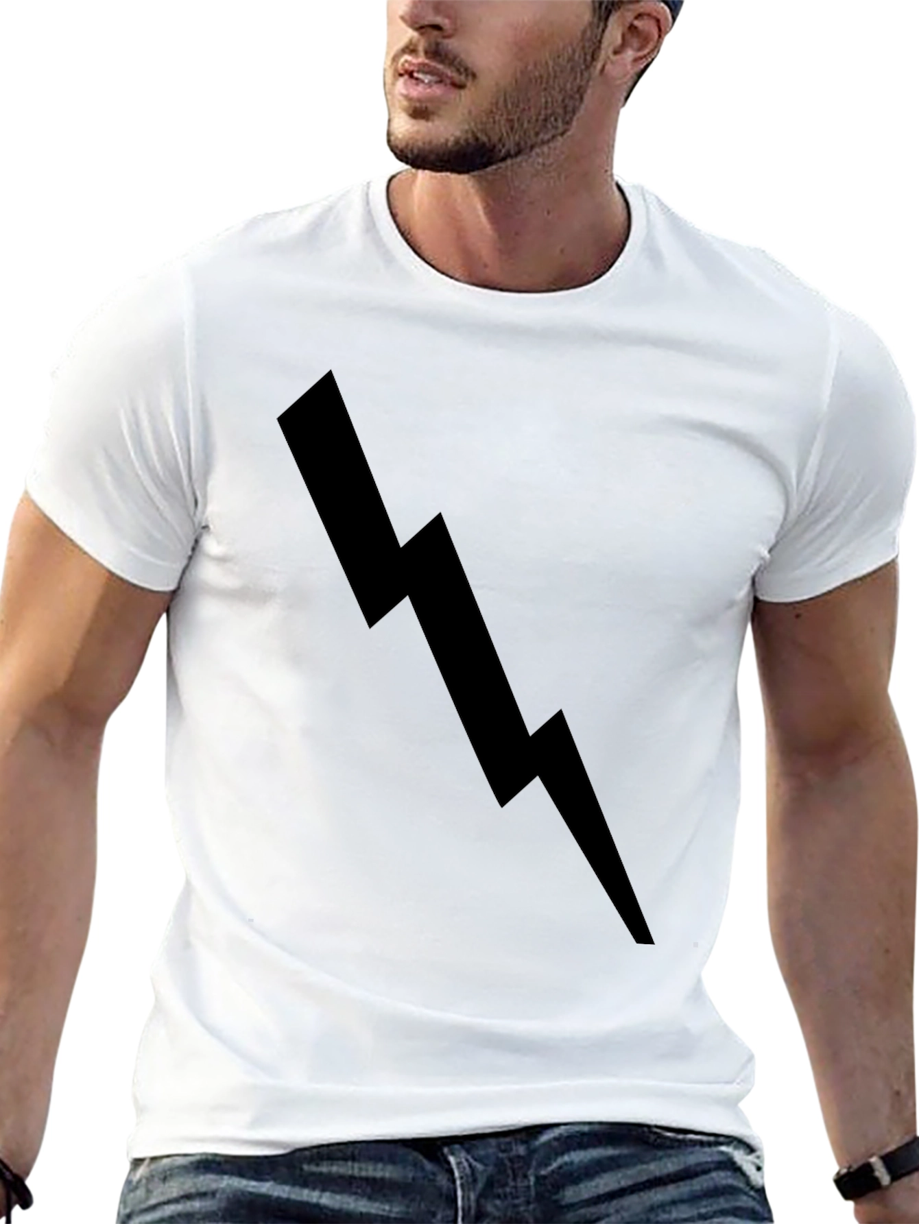 Black Black Lightning Bolt Graphic Tee - Casual Style view 13