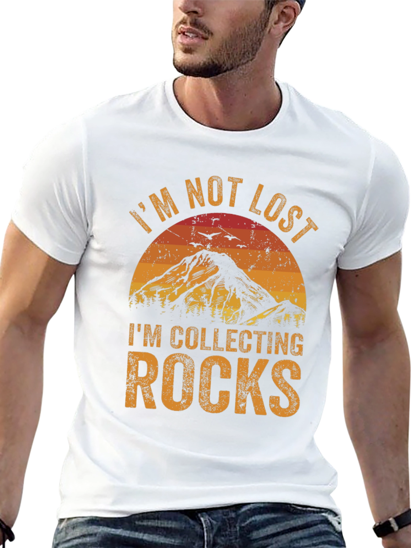 Black I'm Not Lost, I'm Collecting Rocks T-Shirt view 13