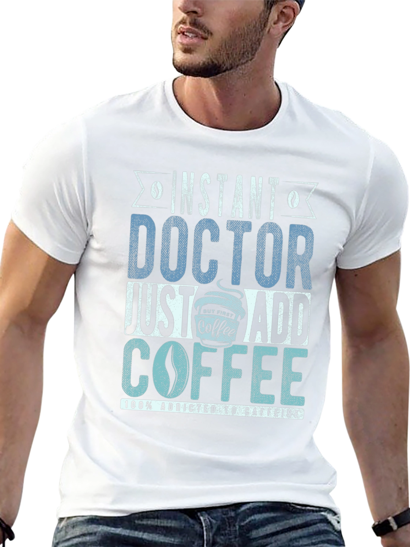 Black Instant Doctor Add Coffee T-Shirt view 13