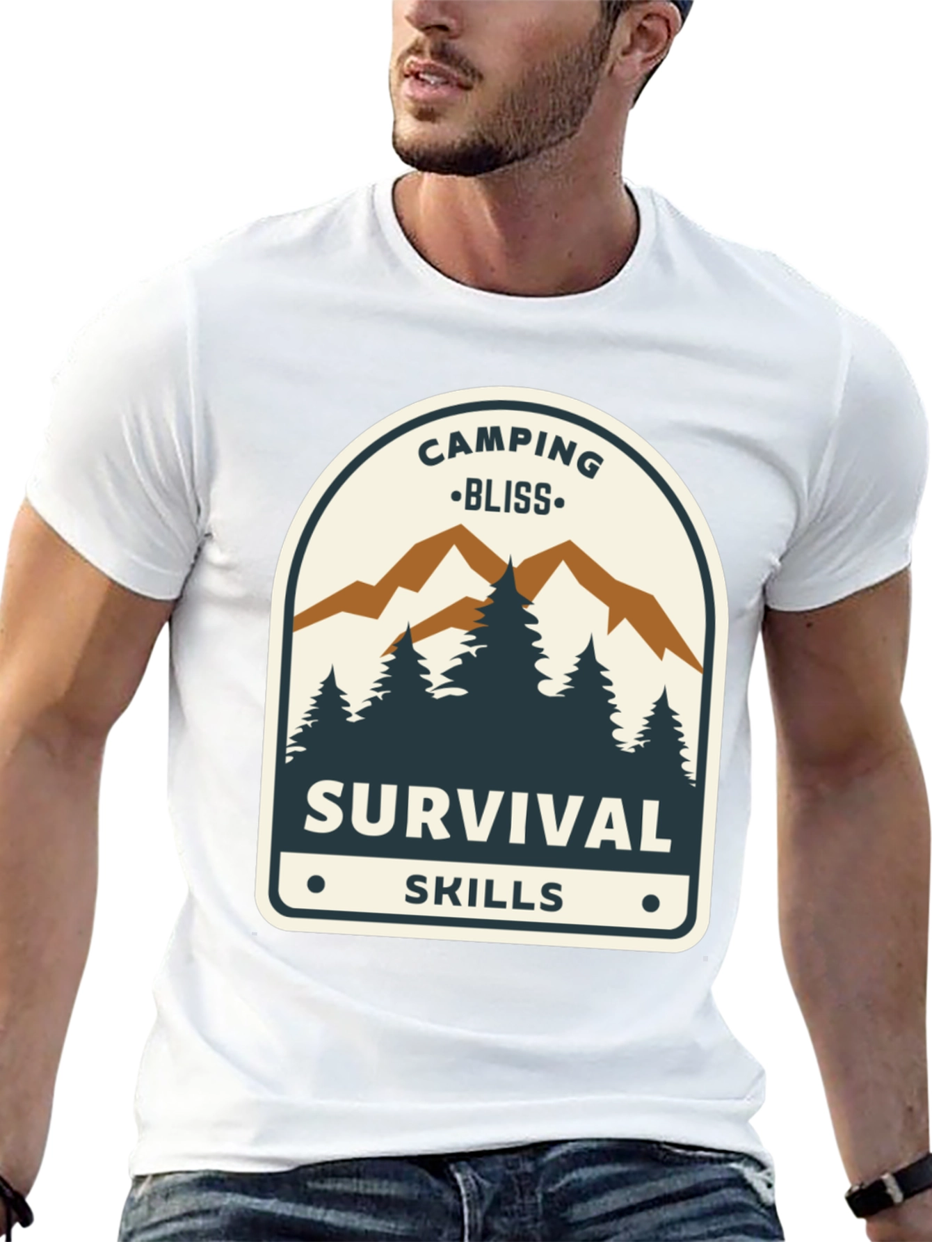 Black Camping Bliss Survival Skills Black T-Shirt view 13