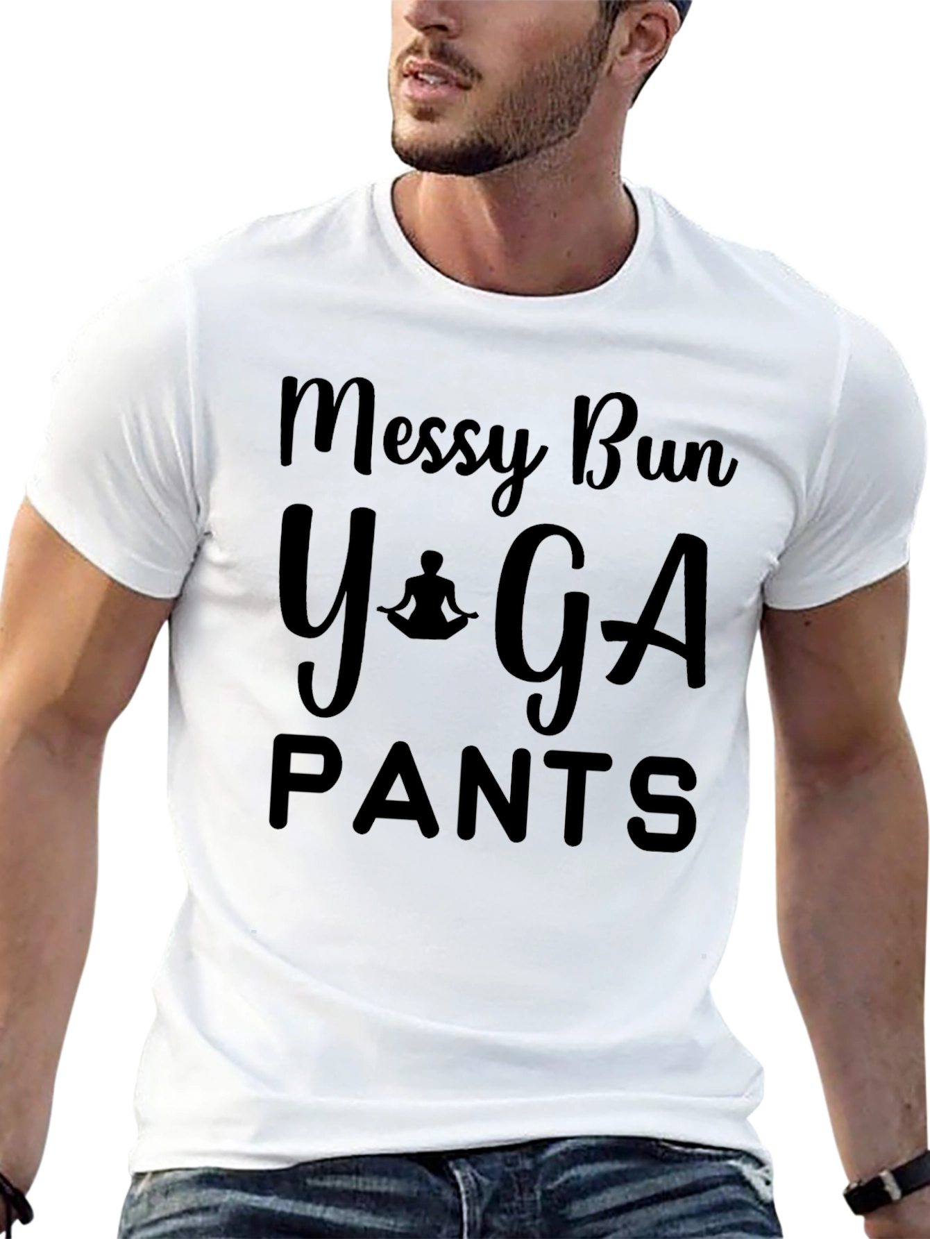 Black Messy Bun Yoga Pants Black T-Shirt view 13