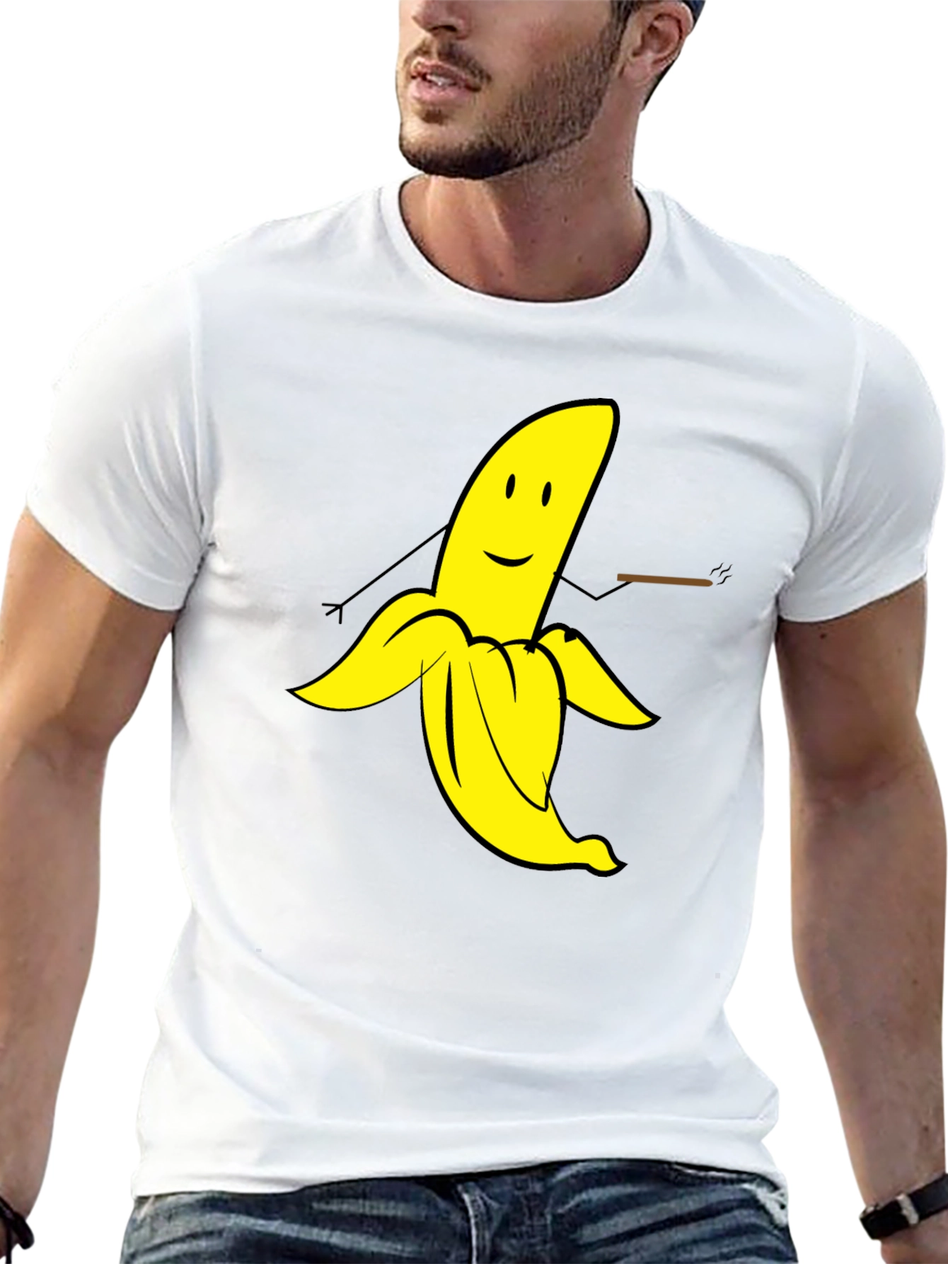 Black Funny Banana Graphic Tee - Black Cotton T-Shirt view 13