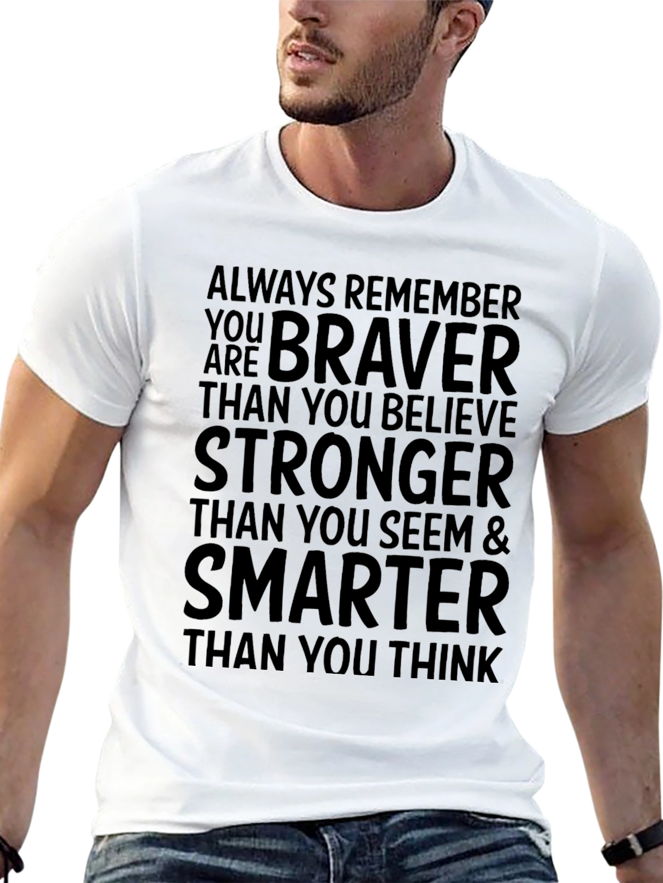 Black Motivational Braver Stronger Smarter T-Shirt view 13