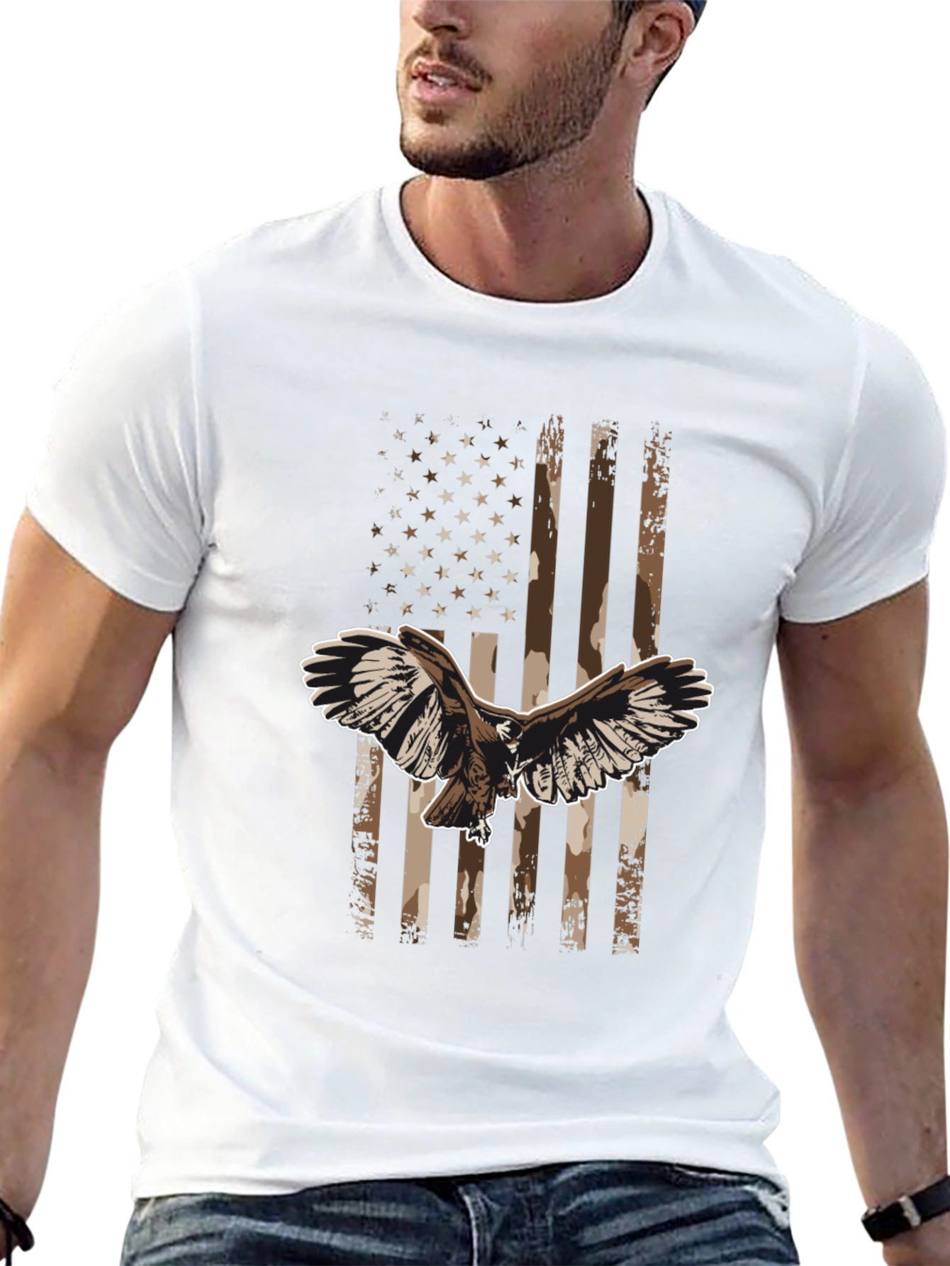 Black American Flag Eagle Graphic Tee - Black view 13