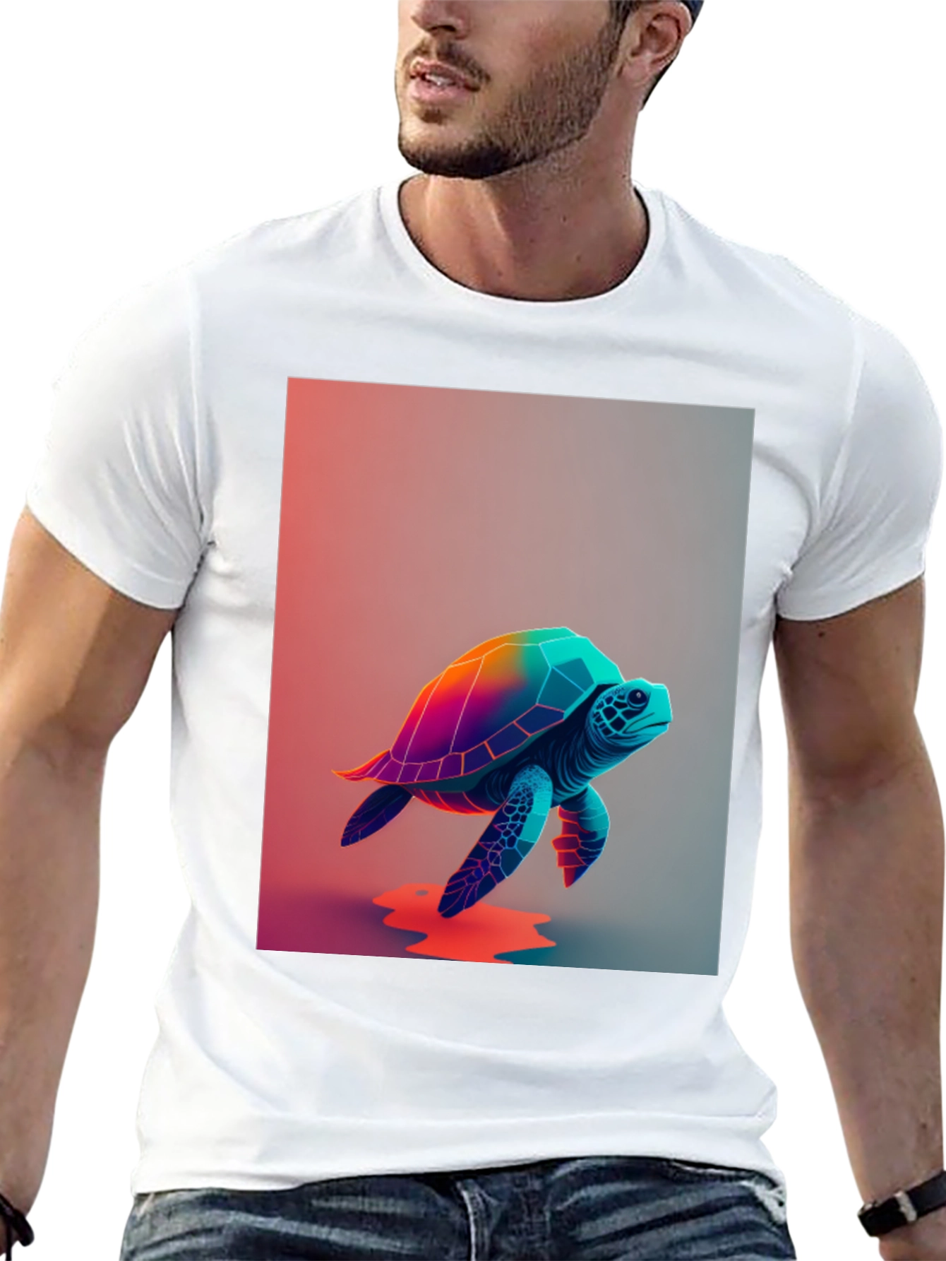 Black Rainbow Turtle Graphic Tee - Unique Design view 13