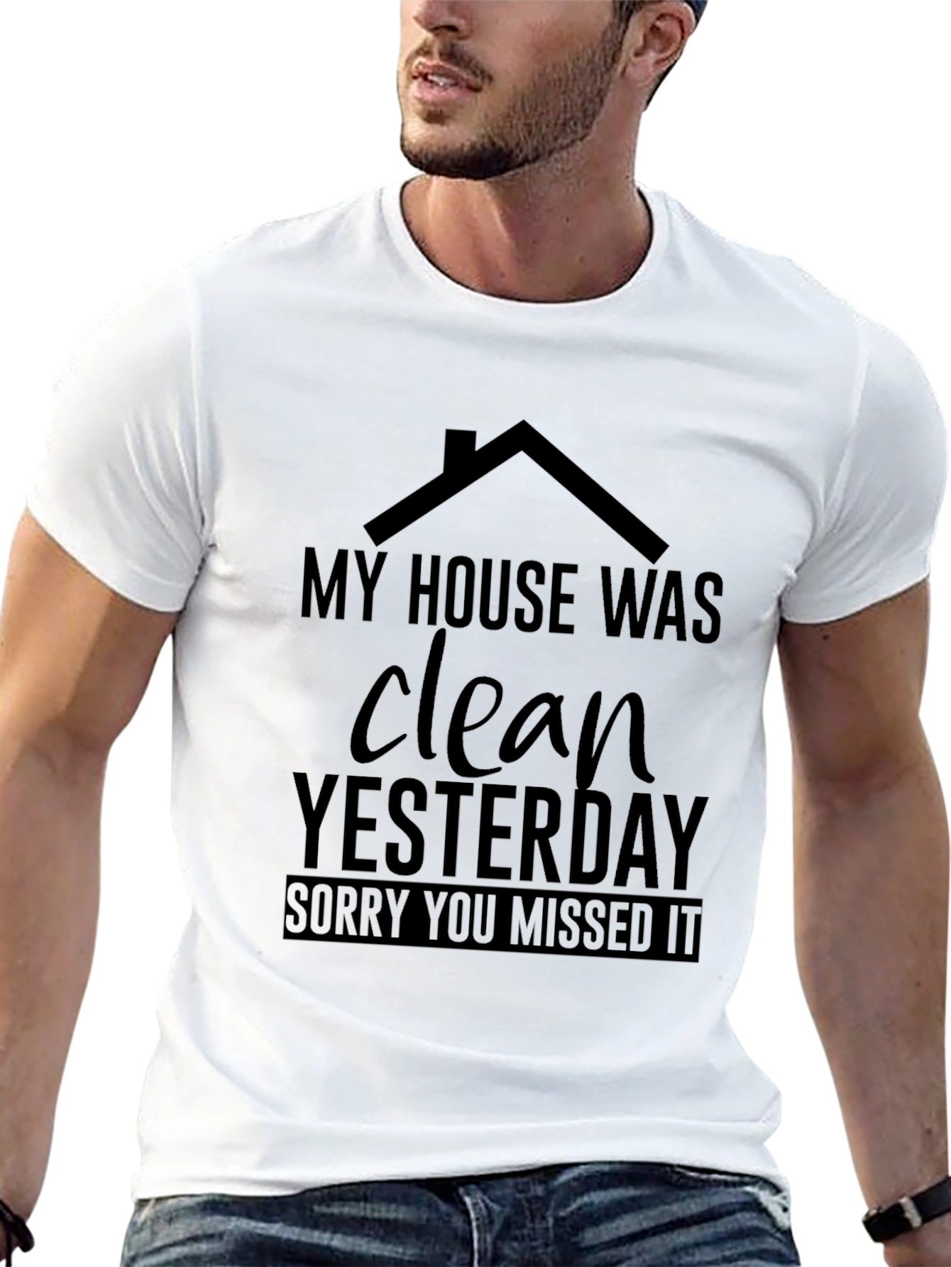 Black Funny House Cleaning Graphic T-Shirt view 13