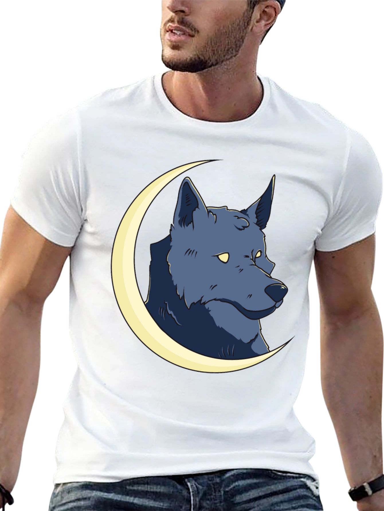 Black Wolf Moon Graphic Tee - Black Cotton T-Shirt view 13