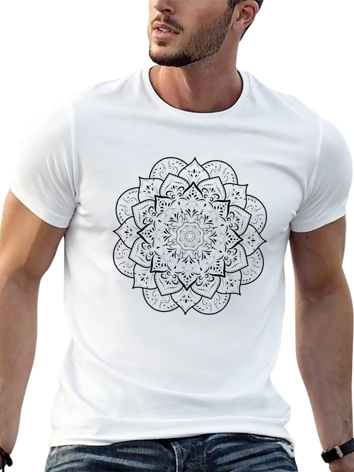 Black Men's Black Mandala Graphic Tee - Stylish Comfort view 13